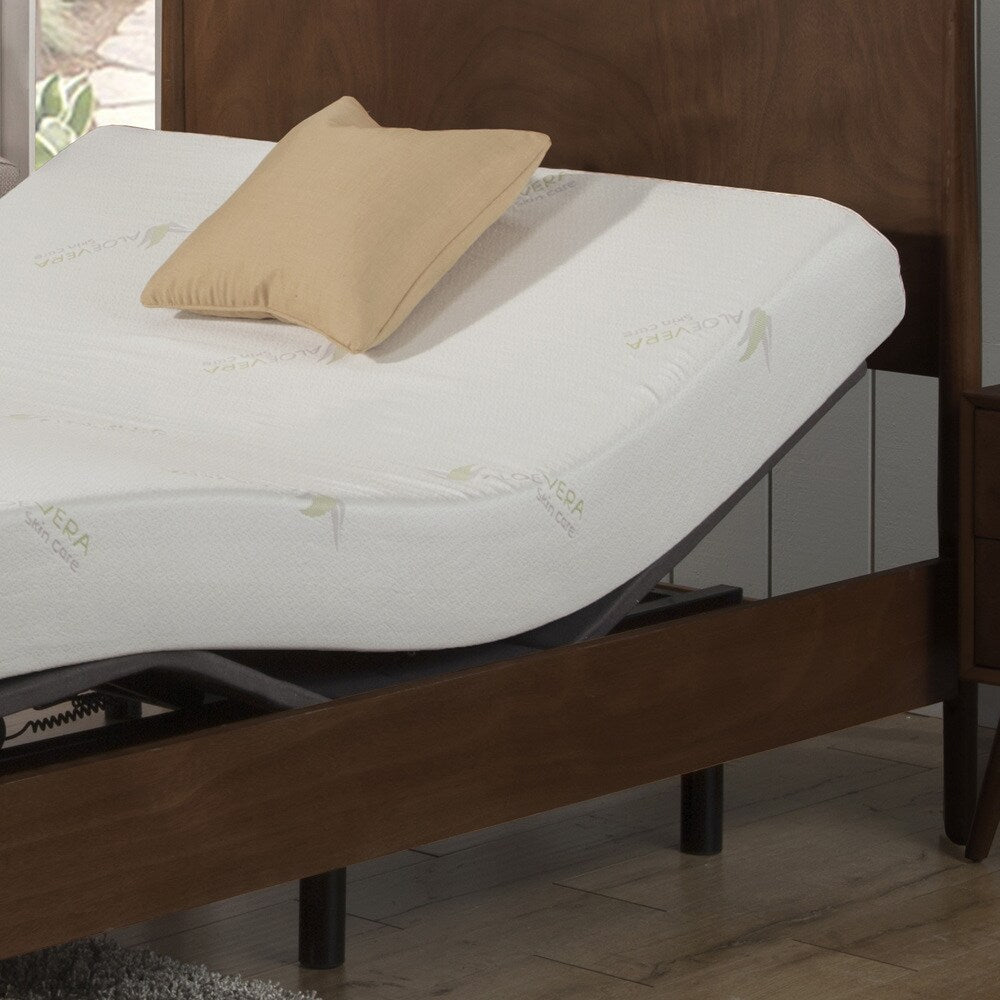 AC Pacific Aloe Vera 8-Inch Memory Foam Mattress and Adjustable Bed Set