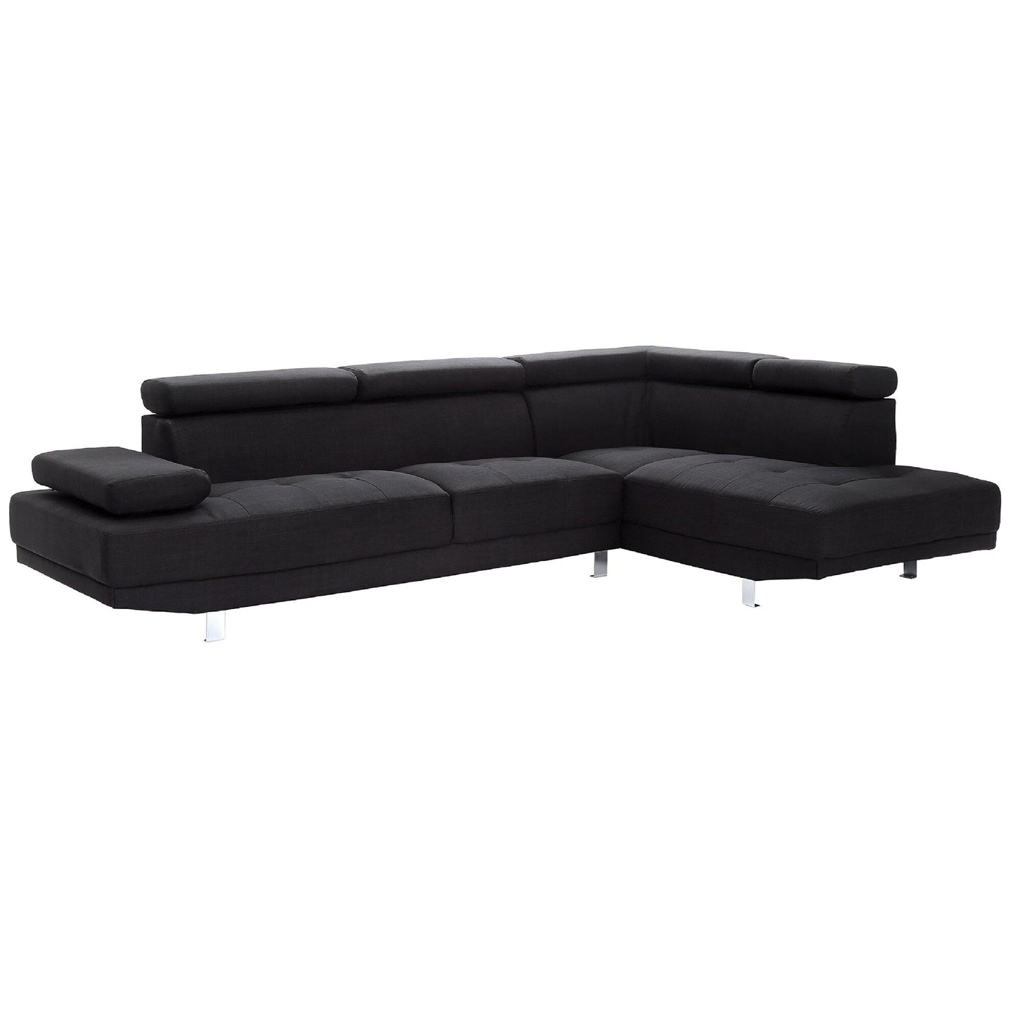 Adjustable Twill L Shape Sectional Sofa - 109 - Black