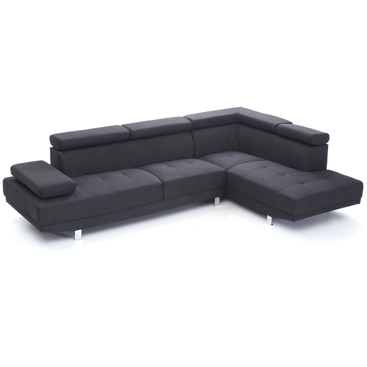 Adjustable Twill L Shape Sectional Sofa - 109 - Black