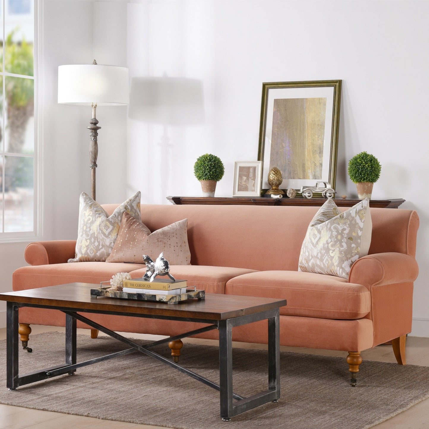Alana Lawson 88 Inch Living Room Sofa â?Three Cushion Couch with Rolled Arms and Tight Back â?Minimal Assembly Required