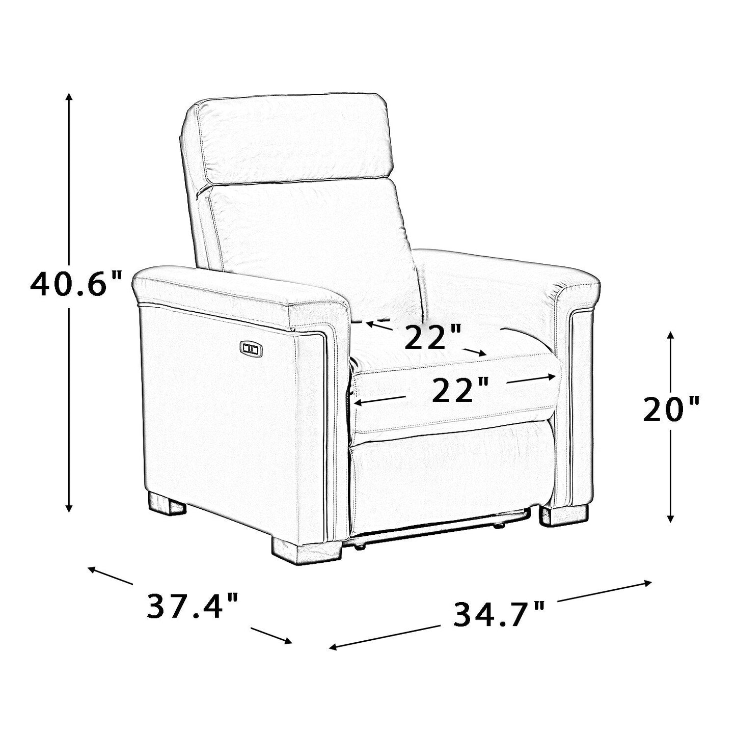 Alicia 34.65 Wide Contemporary Classic Genuine Leather Power Recliner With USB Port (Set of 2)