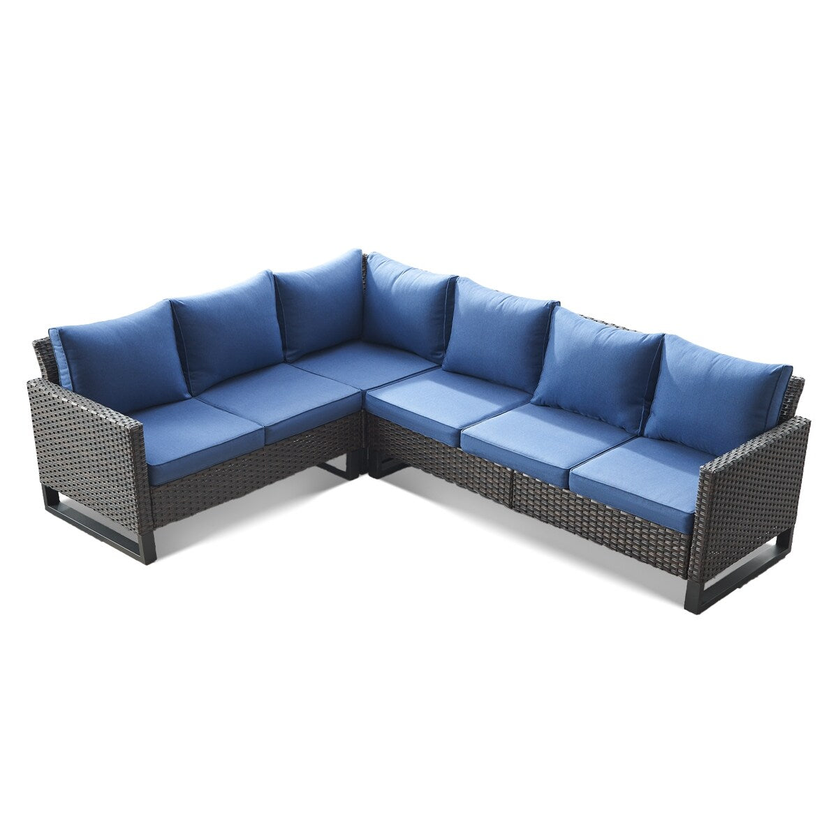 All-Weather Rattan Sectional Sofa Conversation Set with Cushion
