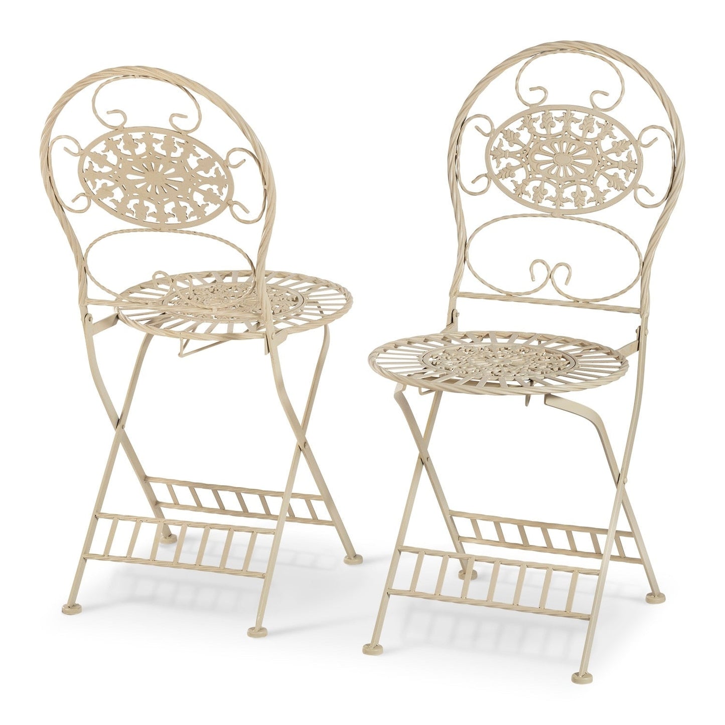 Alpine Corporation Indoor/Outdoor 3-Piece Bistro Set Folding Table and Chairs Patio Seating, White