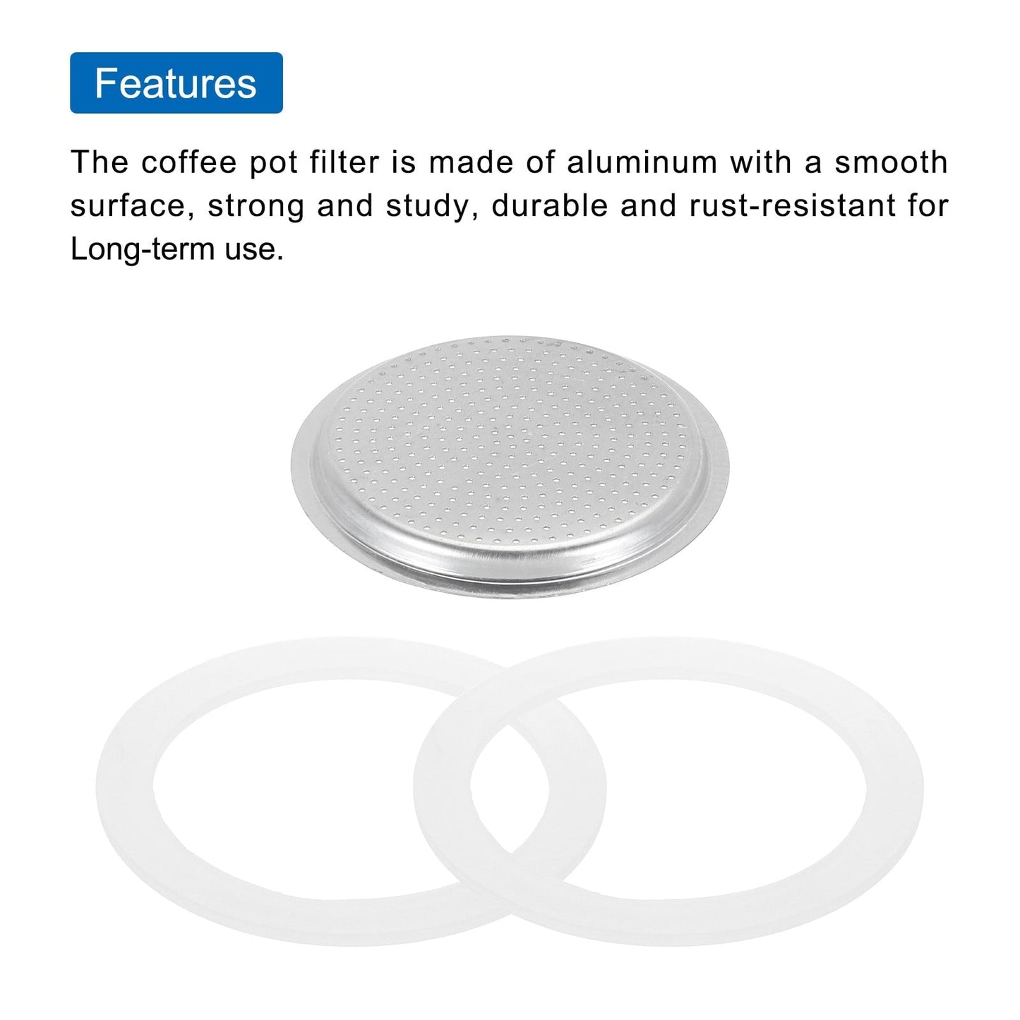 Aluminium Filter Replacement,56x49x4mm for 3-Cup Use Mocha Coffee Maker Pot - Silver