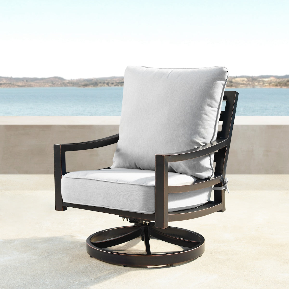 Aluminum 44in Fire Table Set with Four Swivel Rockers & Accessories