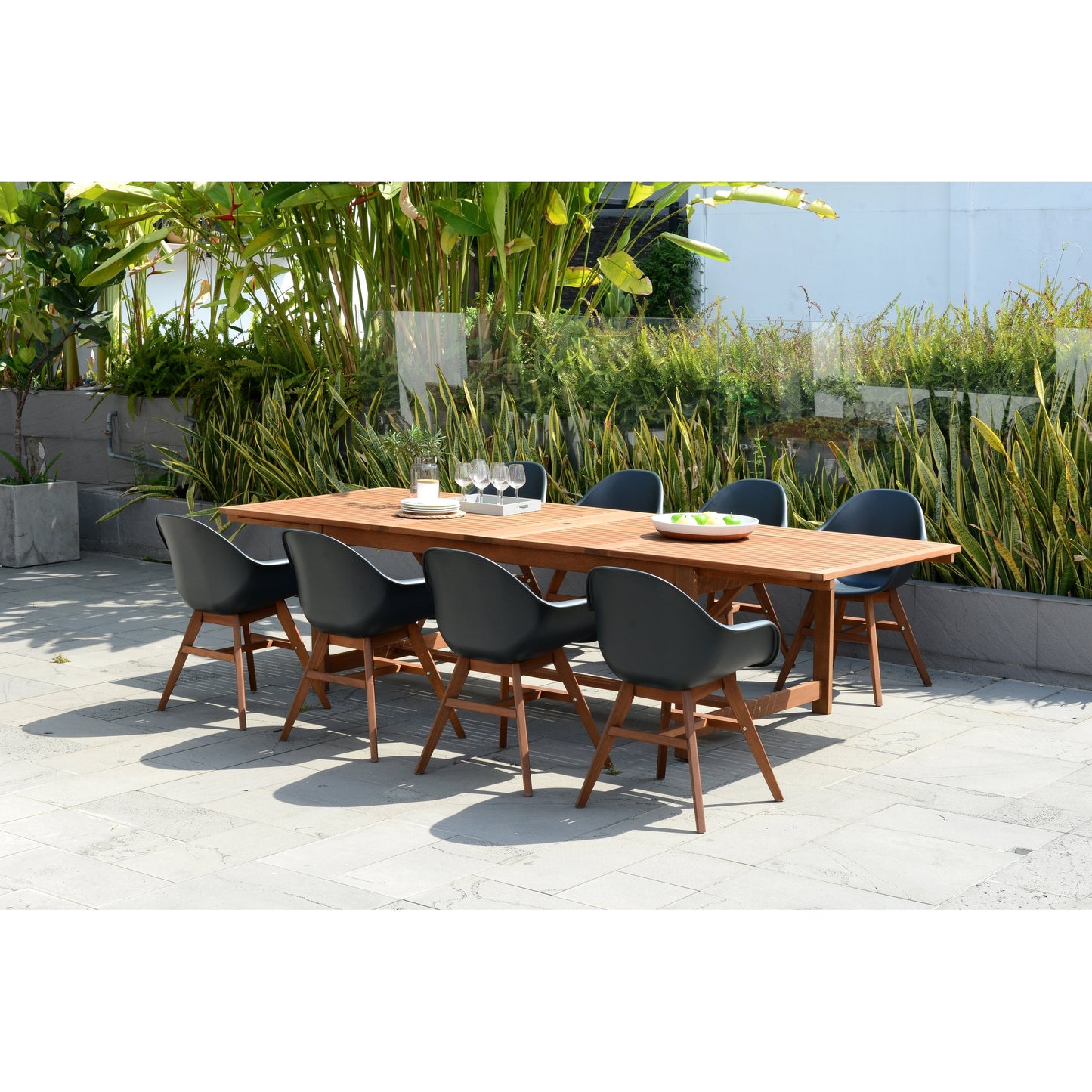 Amazonia Deluxe Hawaii Wood/ Resin 9-piece Rectangular Patio Dining Set