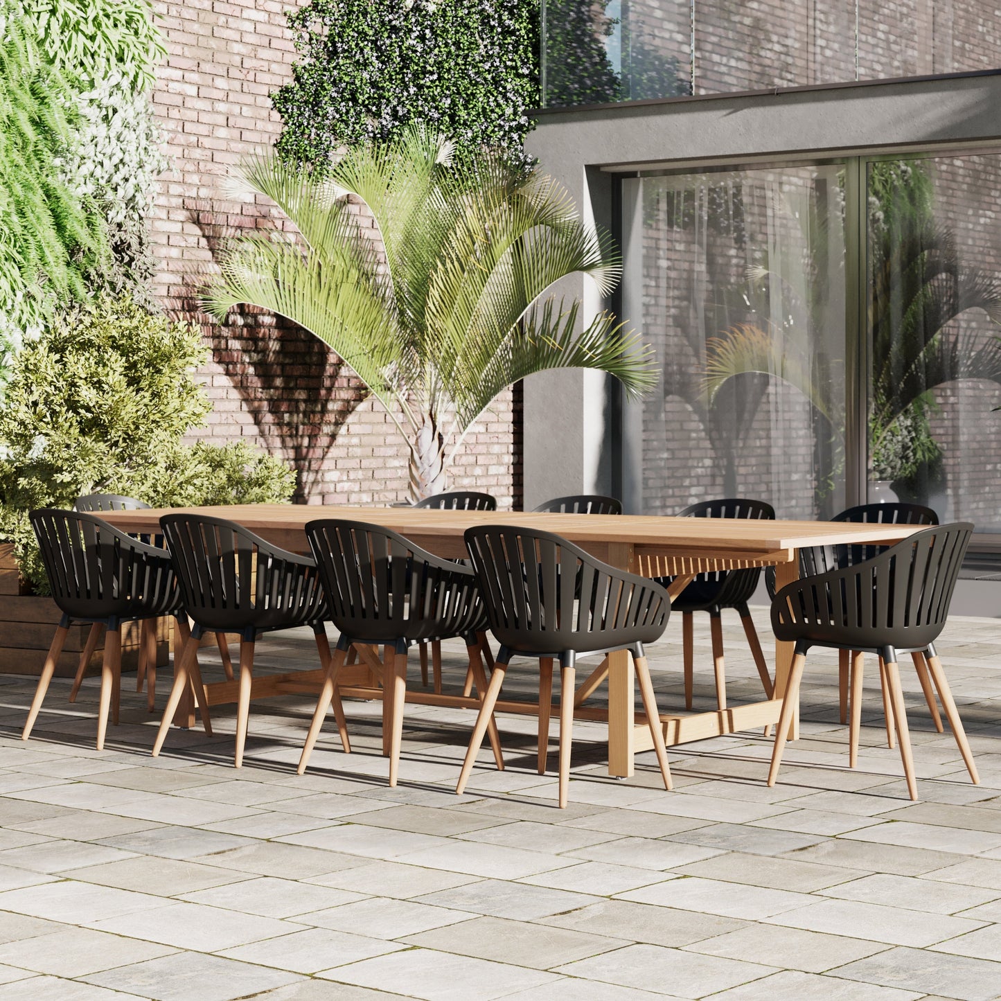 Amazonia Myers FSC Certified Wood 11pc Outdoor Dining Patio Set