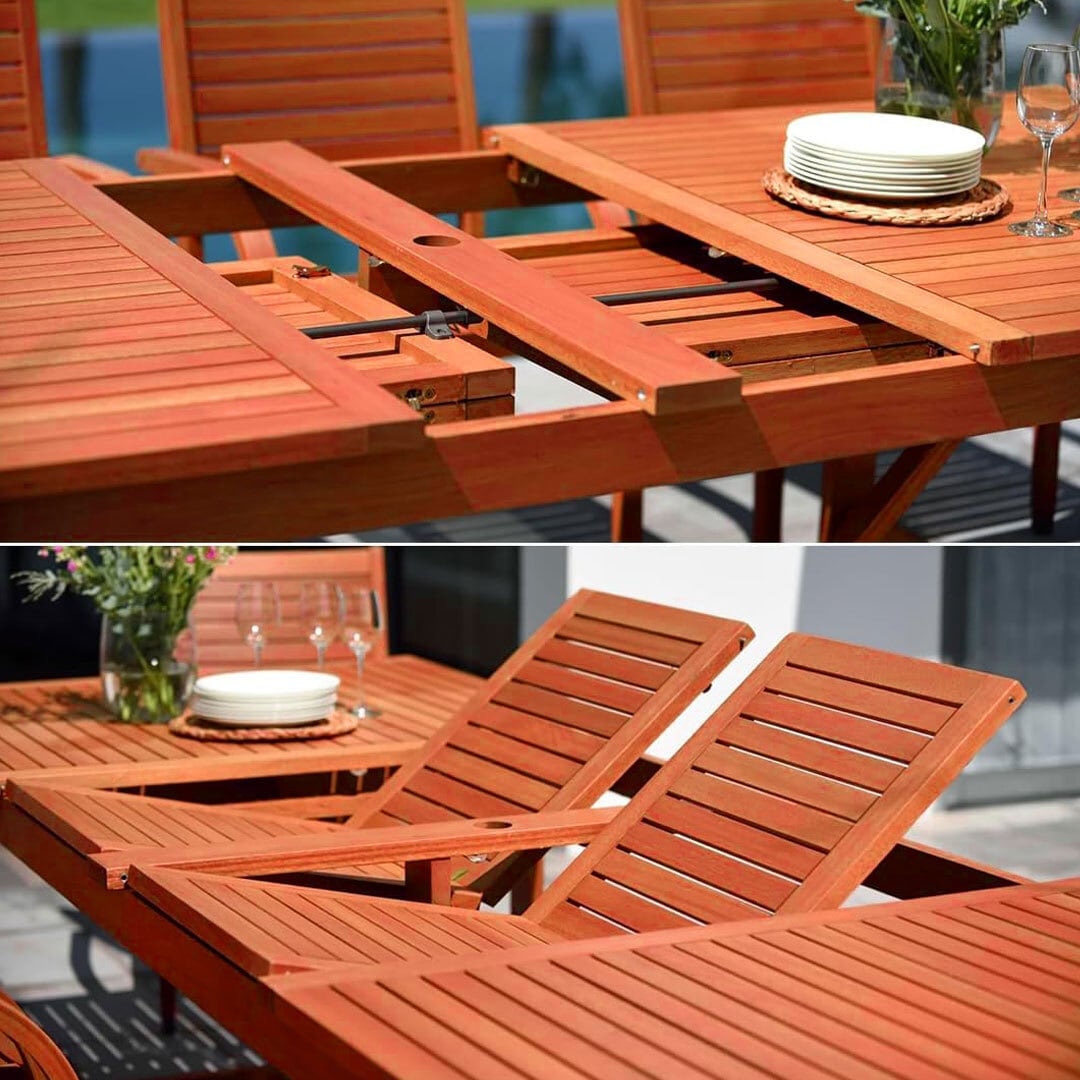 Amazonia Myers FSC Certified Wood 11pc Outdoor Dining Patio Set