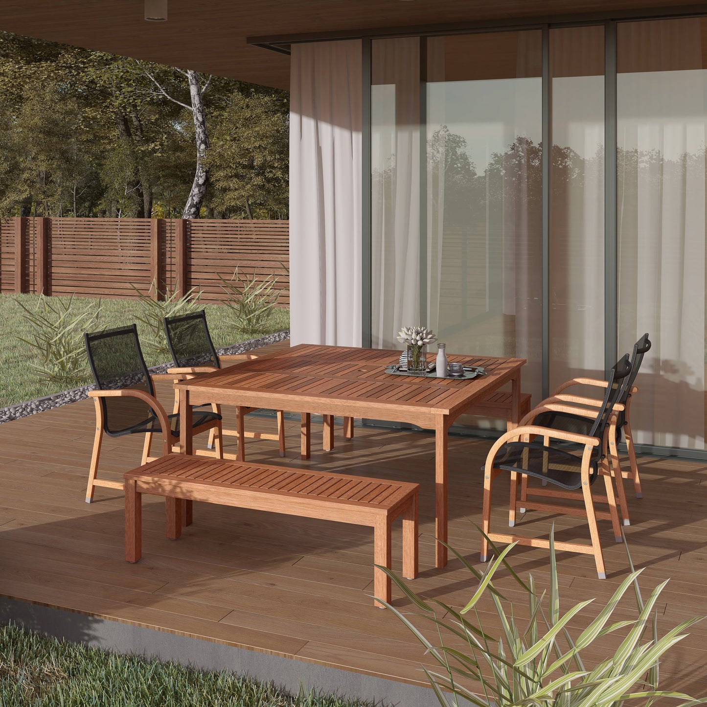 Amazonia Piccola FSC Wood 7pc Outdoor Patio Dining Set - 7 Piece