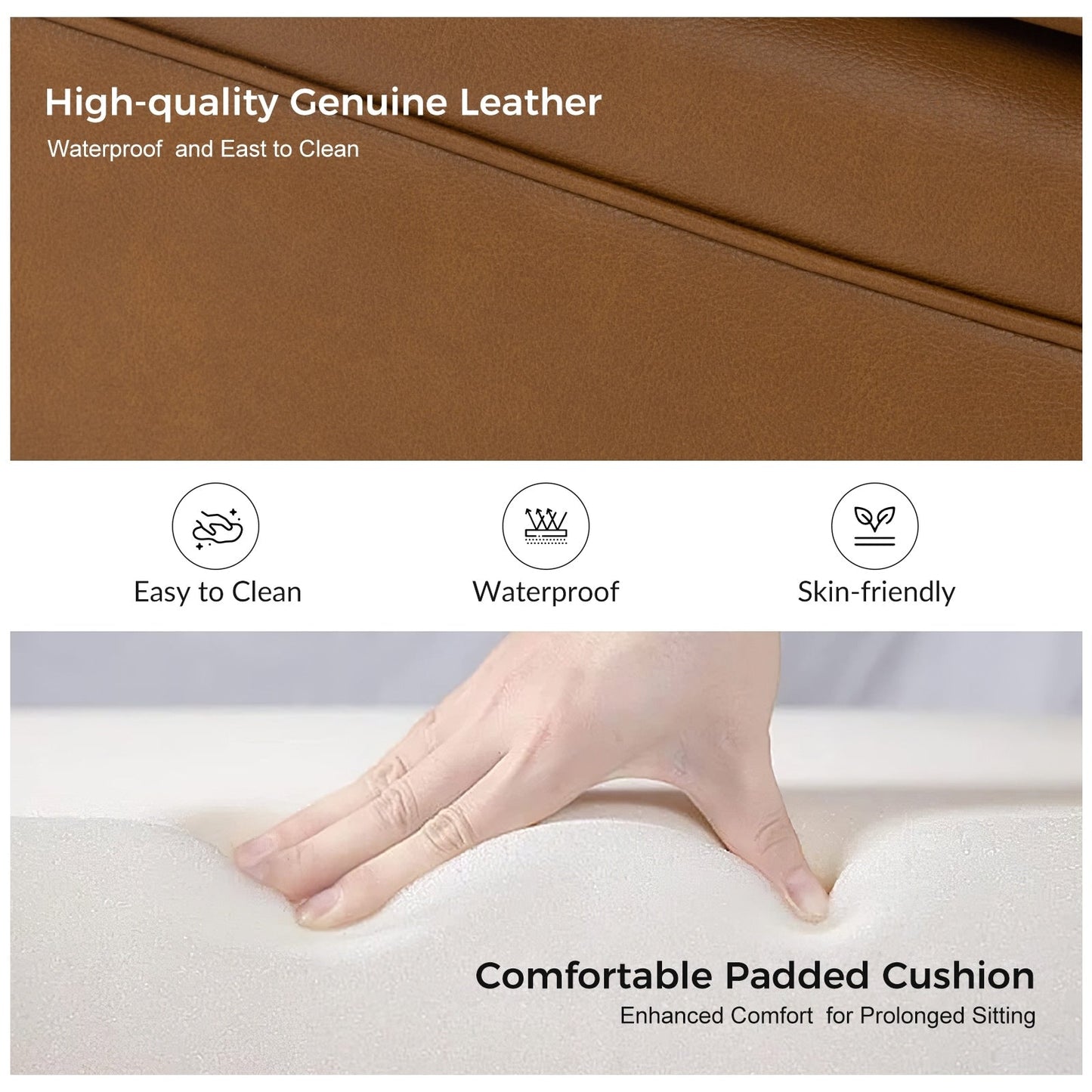 Angel Transitional Genuine Leather Sofa With Tufted Back by HULALA HOME