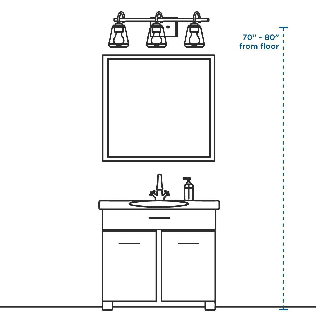 Archie Collection Three-Light Polished Chrome Clear Double Prismatic Glass Coastal Bath Vanity Light - 8.75 x 26.25 x 7.25