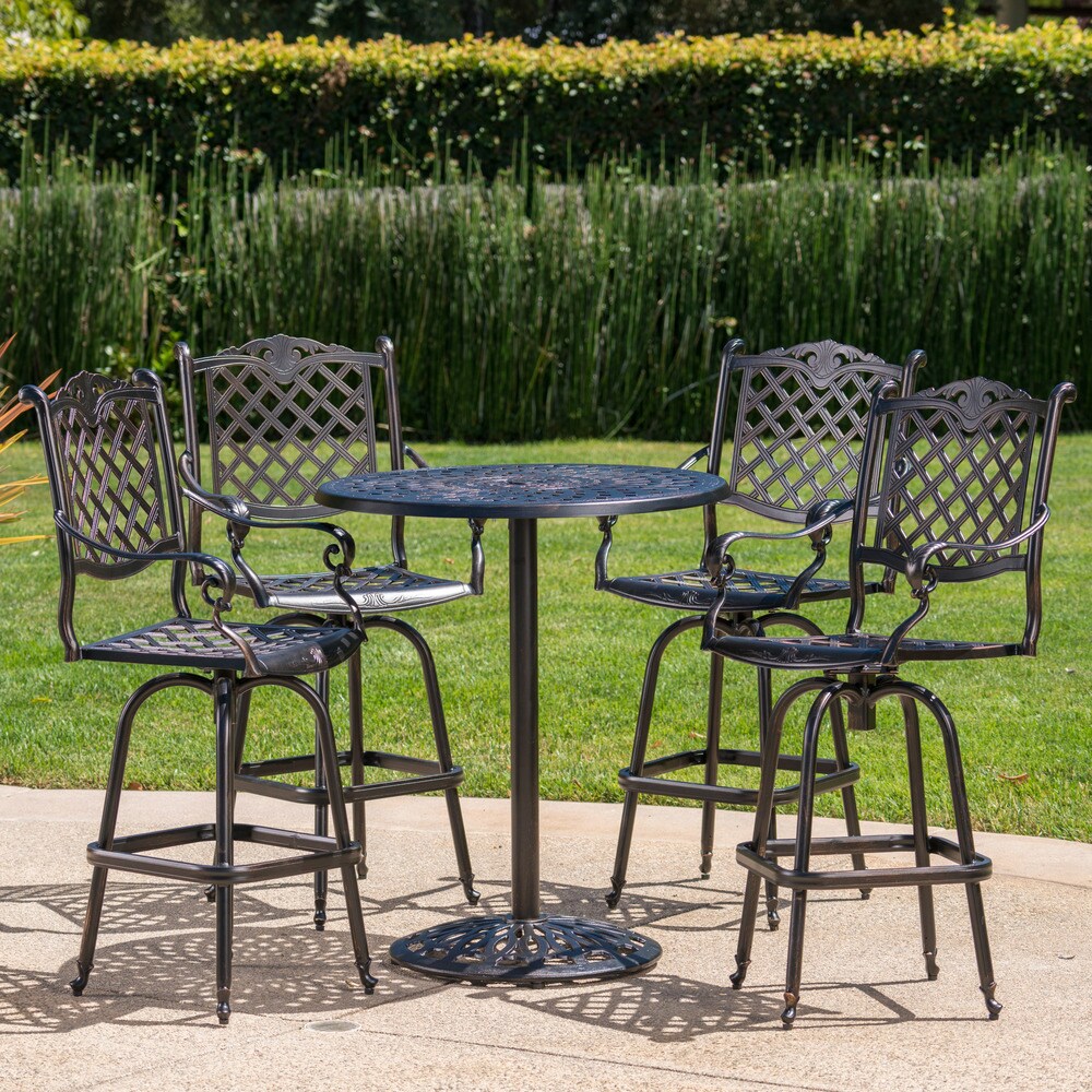 Arlana Outdoor 5-piece Aluminum Bar Set with Umbrella Hole by Christopher Knight Home - N/A