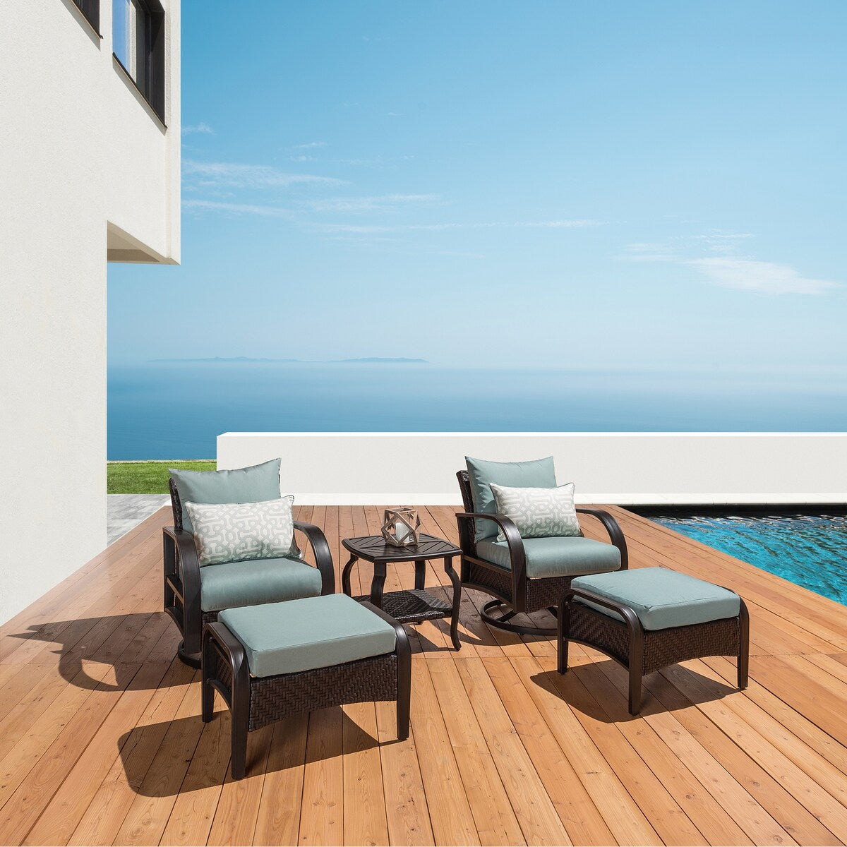 Barcelo 5 Piece Sunbrella Outdoor Patio Motion Club Chair & Ottoman Set