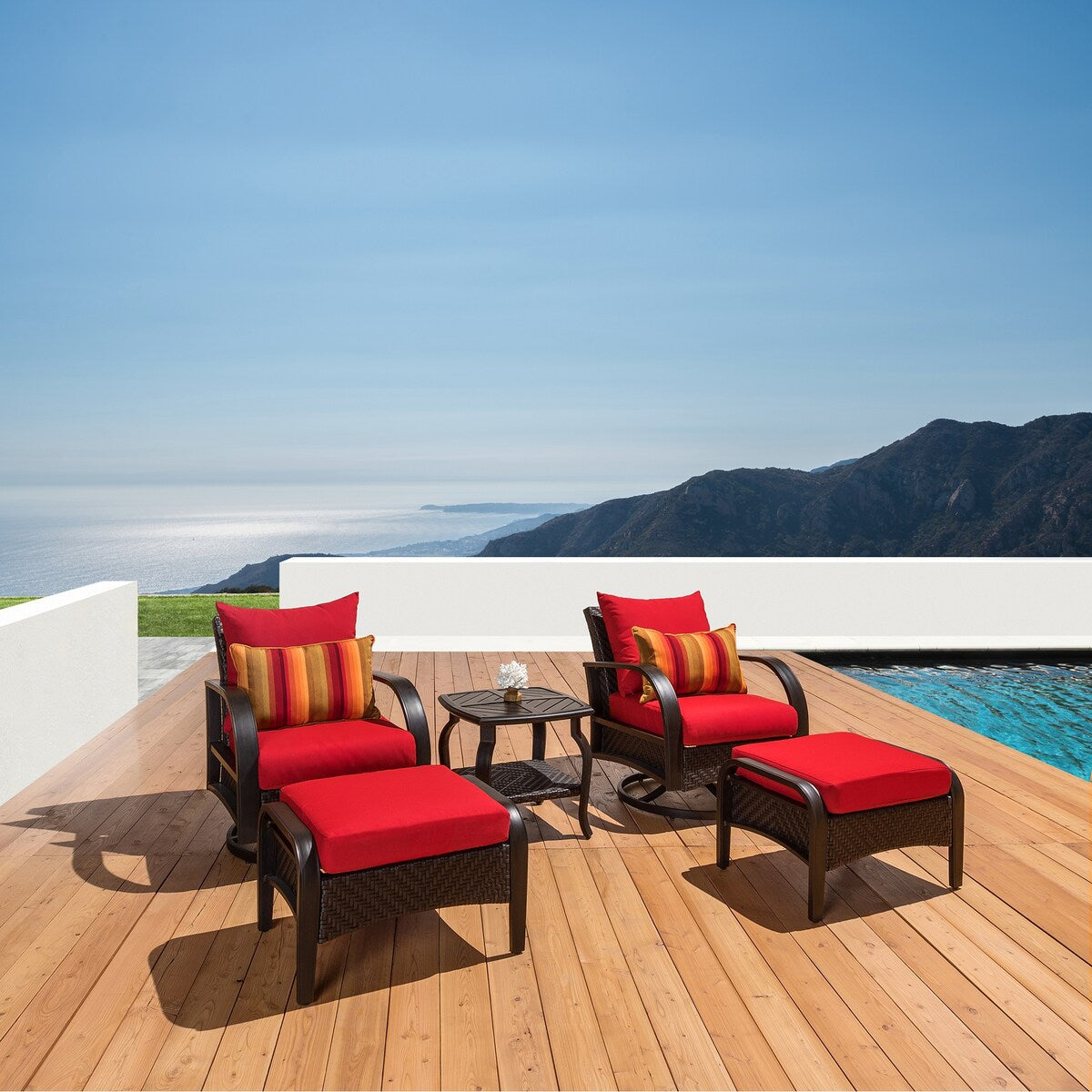 Barcelo 5 Piece Sunbrella Outdoor Patio Motion Club Chair & Ottoman Set