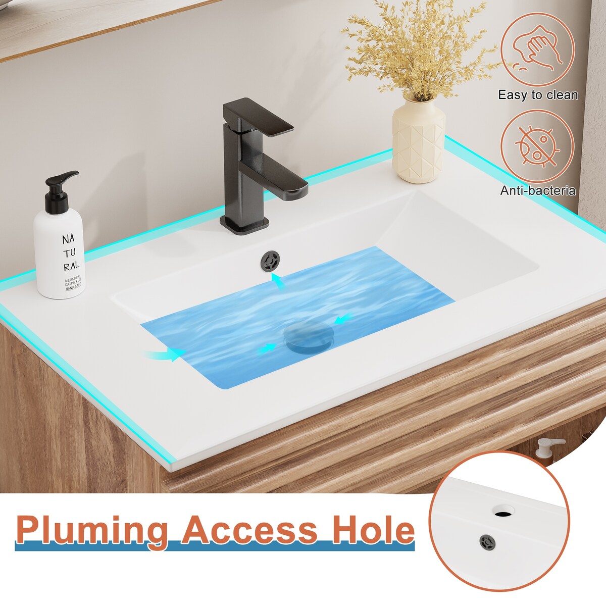 Bathroom Vanity Set W/Drop in Sink Faucet Cabinet Combo