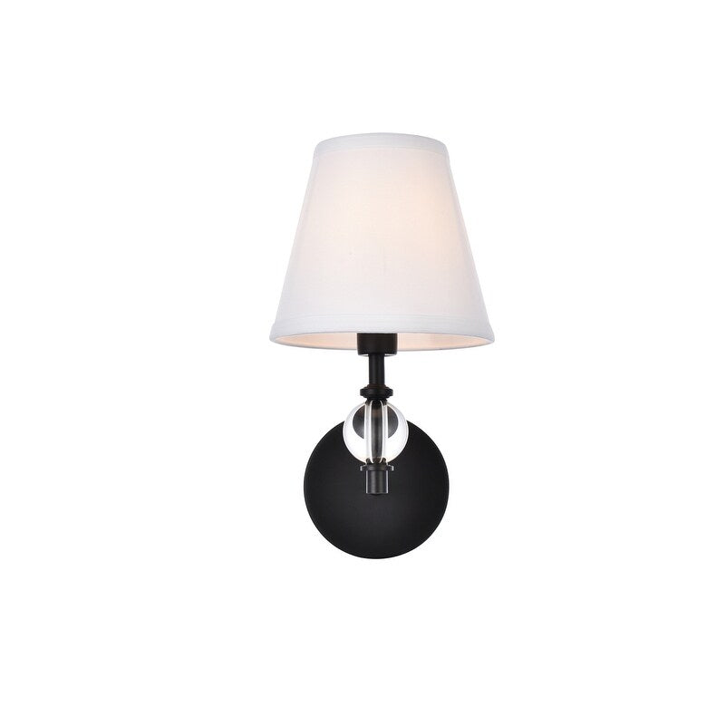 Bella 1 Light Bath Sconce with White Fabric Shade