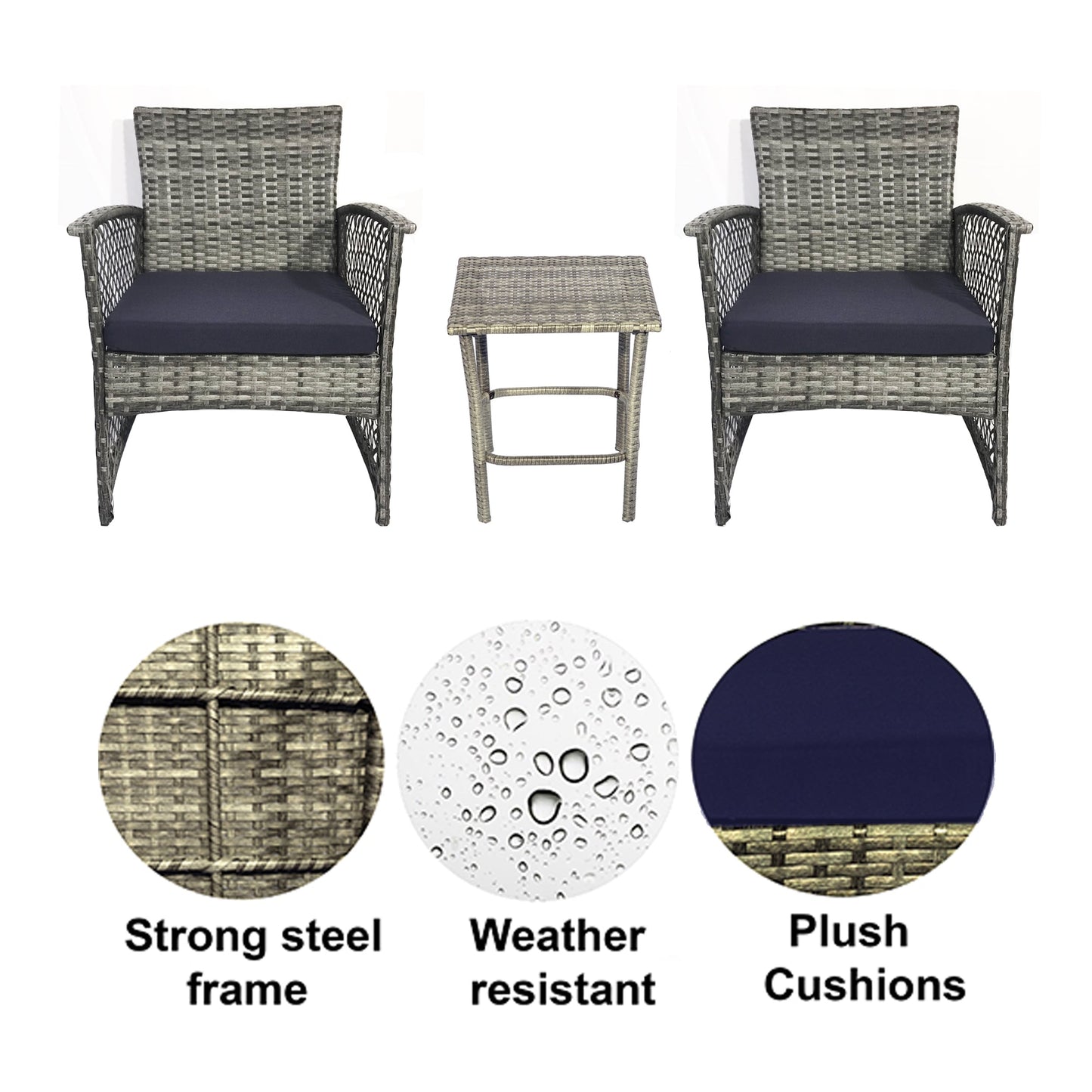 Heritage Outdoor 3-piece Wicker Bistro Patio Set