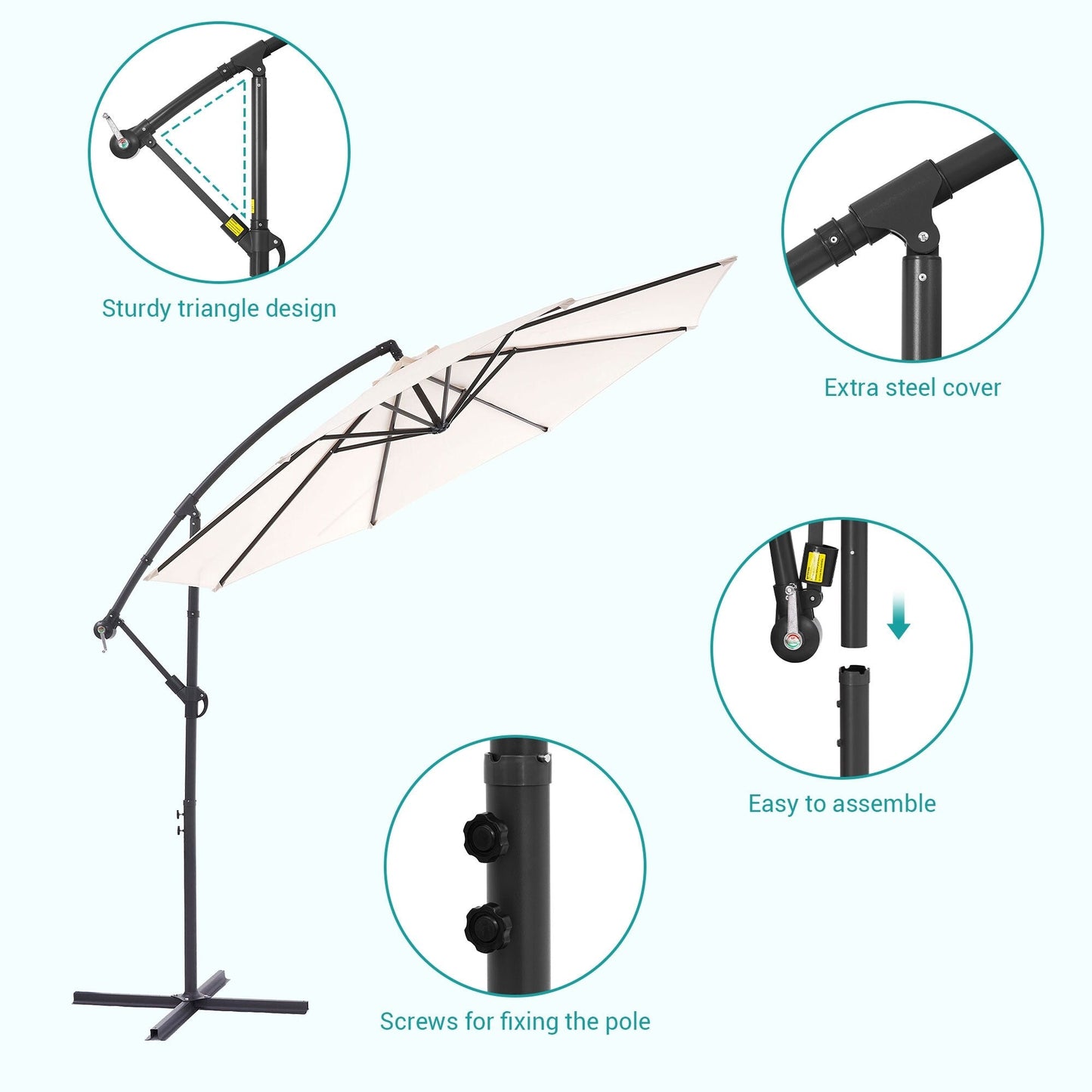 BONOSUKI 10ft Patio Offset Umbrella Outdoor Hanging Umbrella