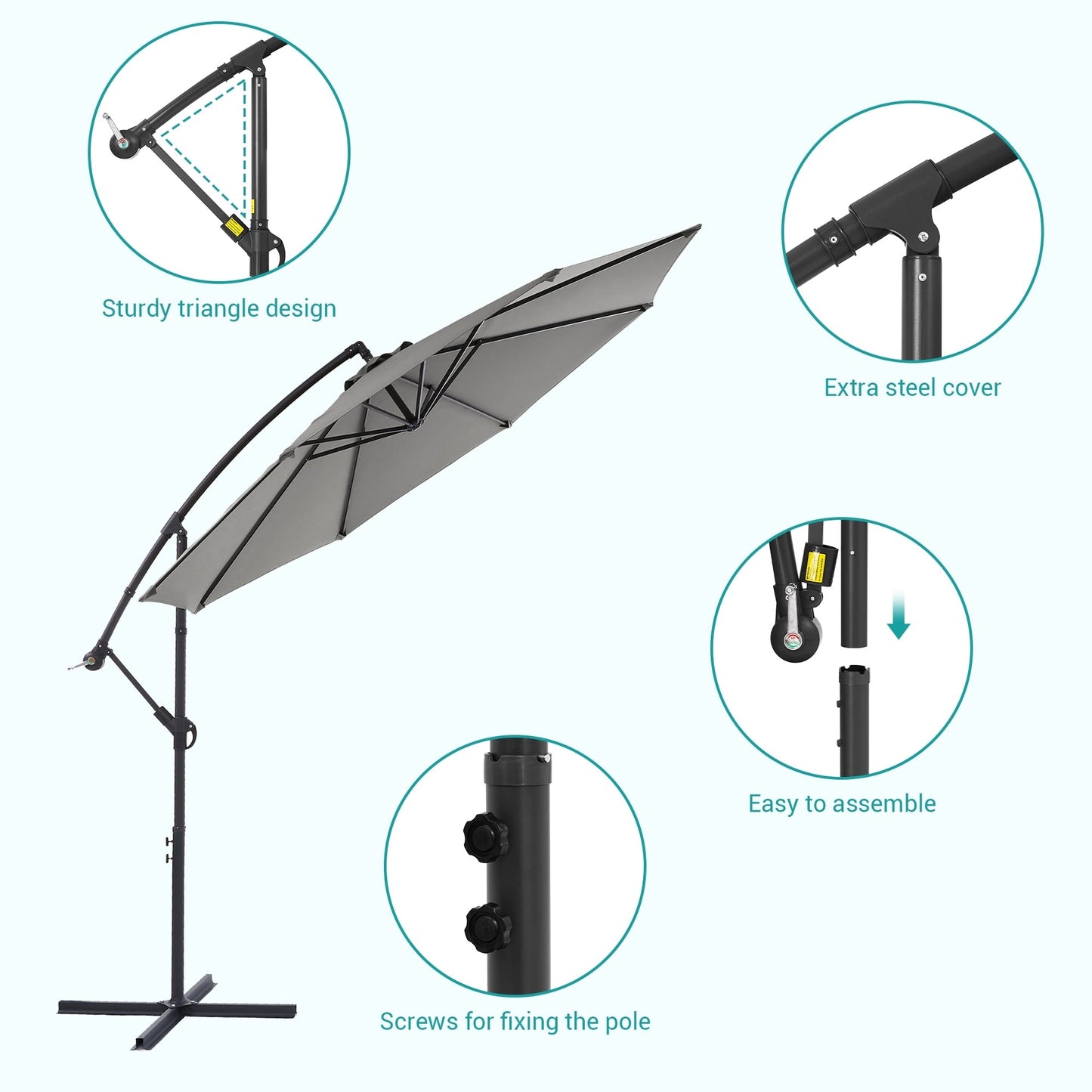 BONOSUKI 10ft Patio Offset Umbrella Outdoor Hanging Umbrella