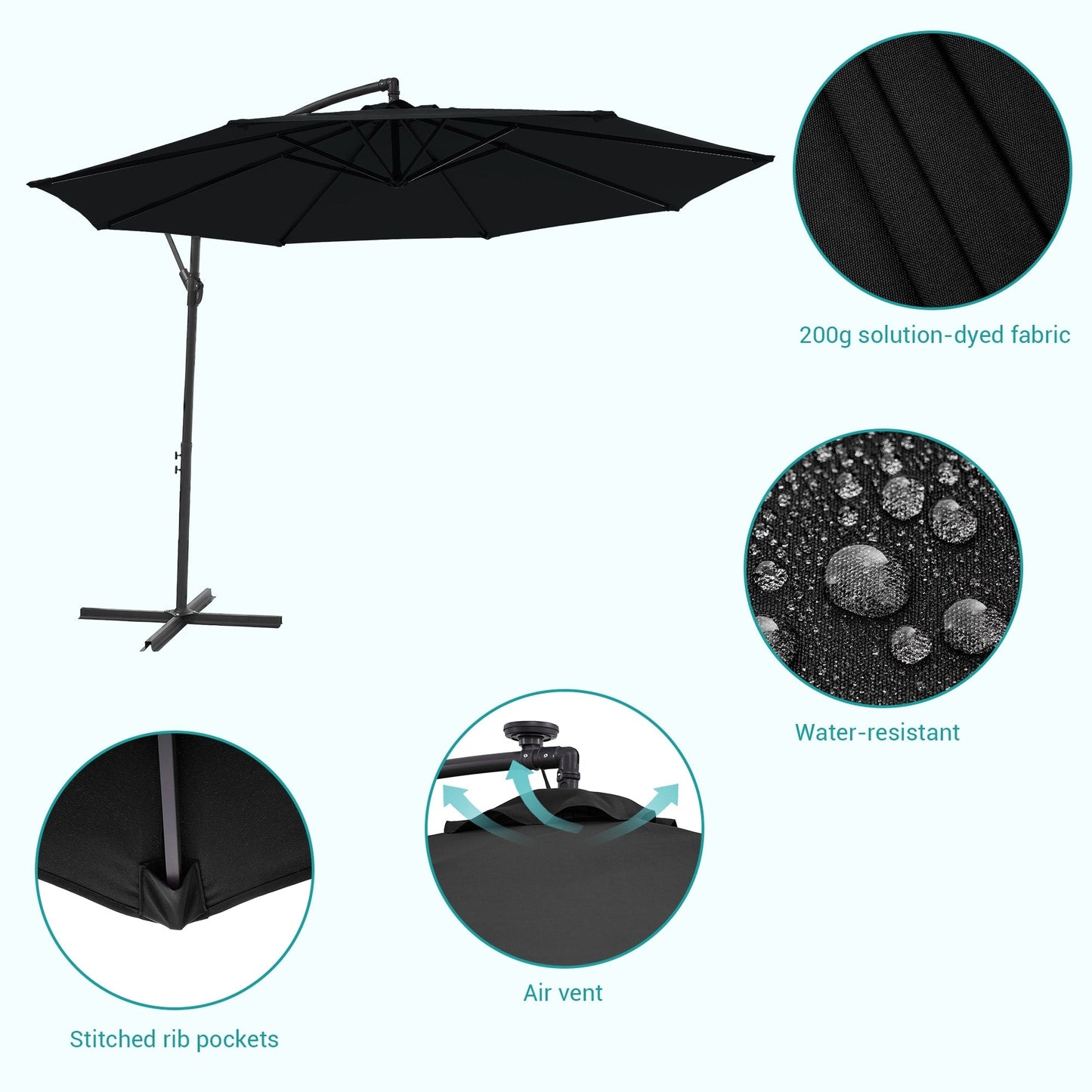 BONOSUKI 10ft Patio Offset Umbrella Outdoor Hanging Umbrella