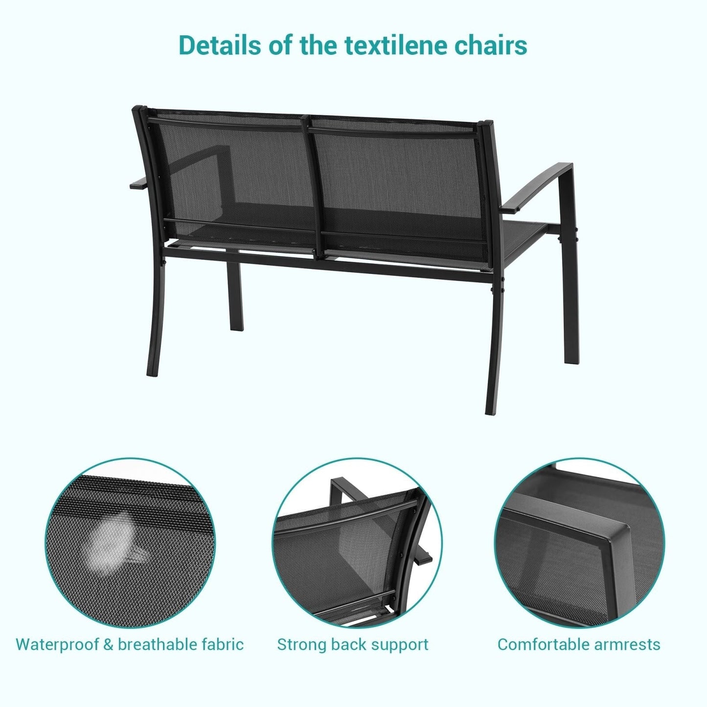 Bonosuki 4 Pieces Patio Furniture Sets Textilene Bistro Sets