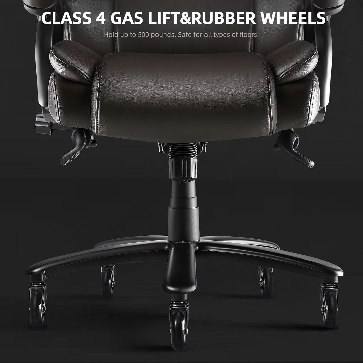 Bossin Big and Tall Executive Office Chair,500LBS Adjustable Lumbar Support Ergonomic Chair with High Back PU Leather Computer