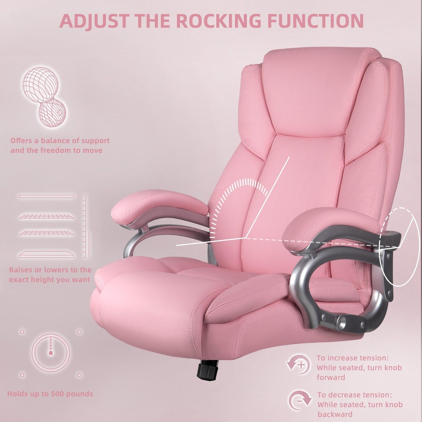 Bossin Big and Tall Executive Office Chair,500LBS Adjustable Lumbar Support Ergonomic Chair with High Back PU Leather Computer