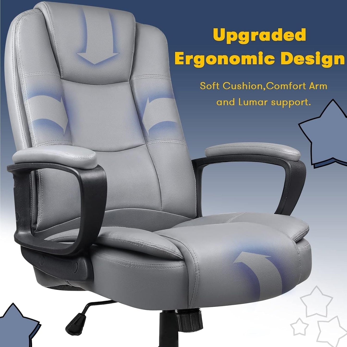 Bossin Big and Tall Office Chair High Back Executive Chair Ergonomic Adjustable Executive Leather Chair,400lbs