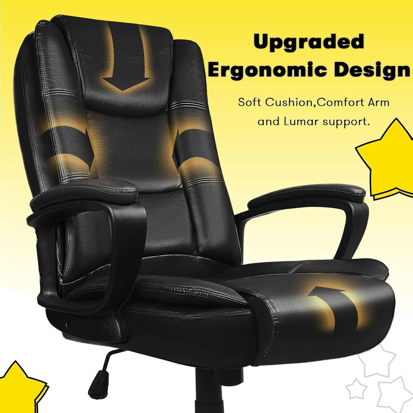 Bossin Big and Tall Office Chair High Back Executive Chair Ergonomic Adjustable Executive Leather Chair,400lbs