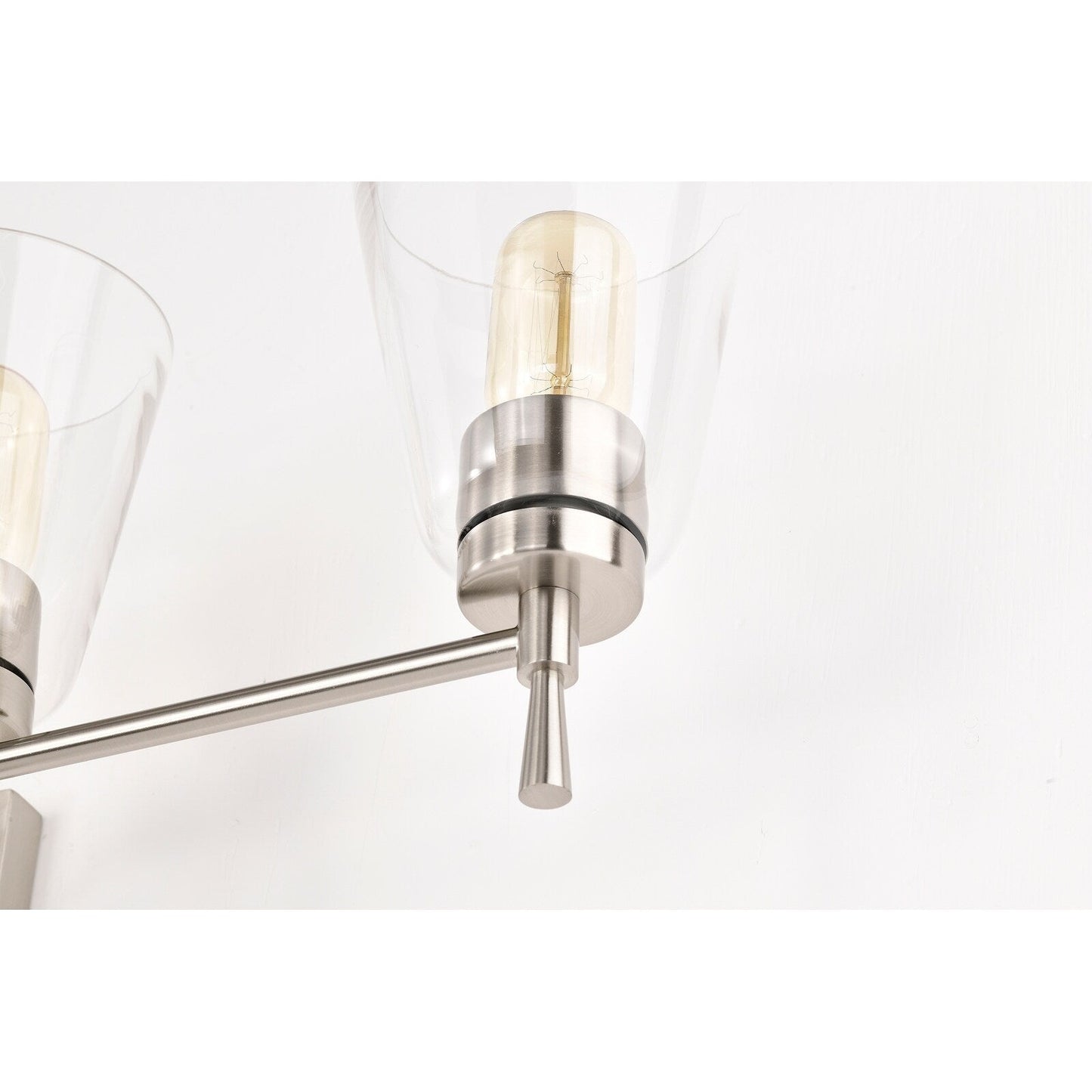 Brushed Nickel 4-Light Modern Vanity Light with Clear Cone Glass Shades - Brushed Nickel