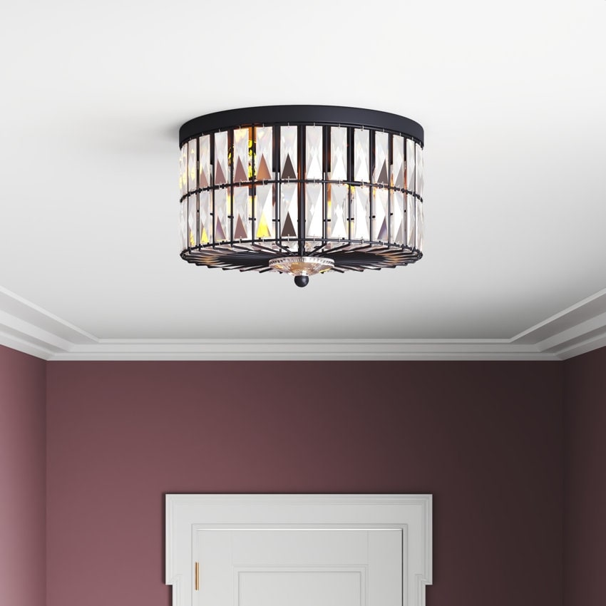 C Cattleya 2-Light Incandescent Crystal Flush Mount Ceiling Light Fixture