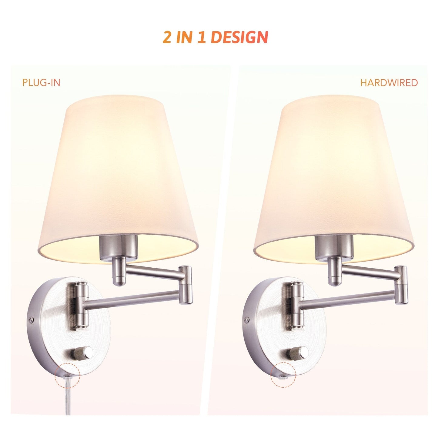CO-Z Plug-in Swing Arm Wall Mount Sconce