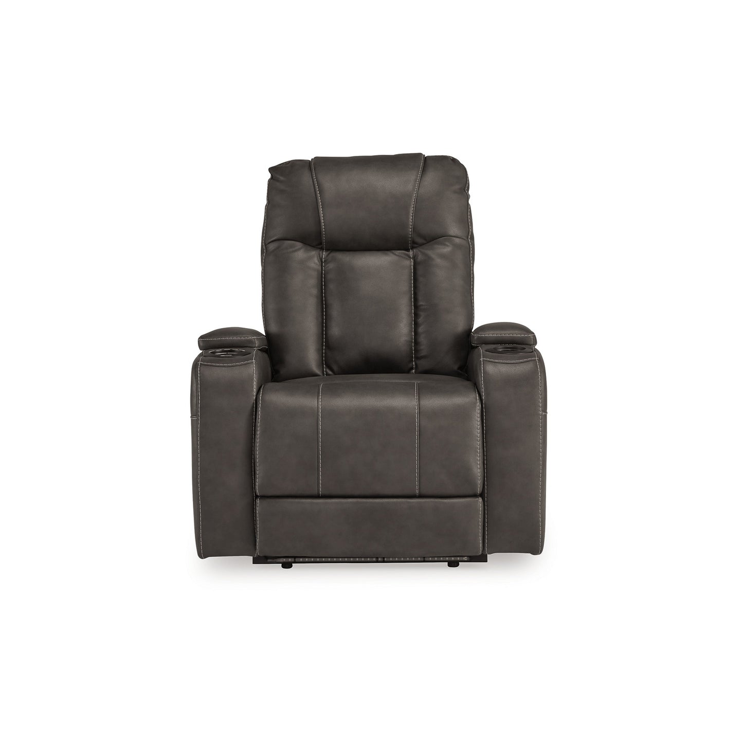 Callum Power Recliner Chair, Adjustable Headrest, Gray Faux Leather