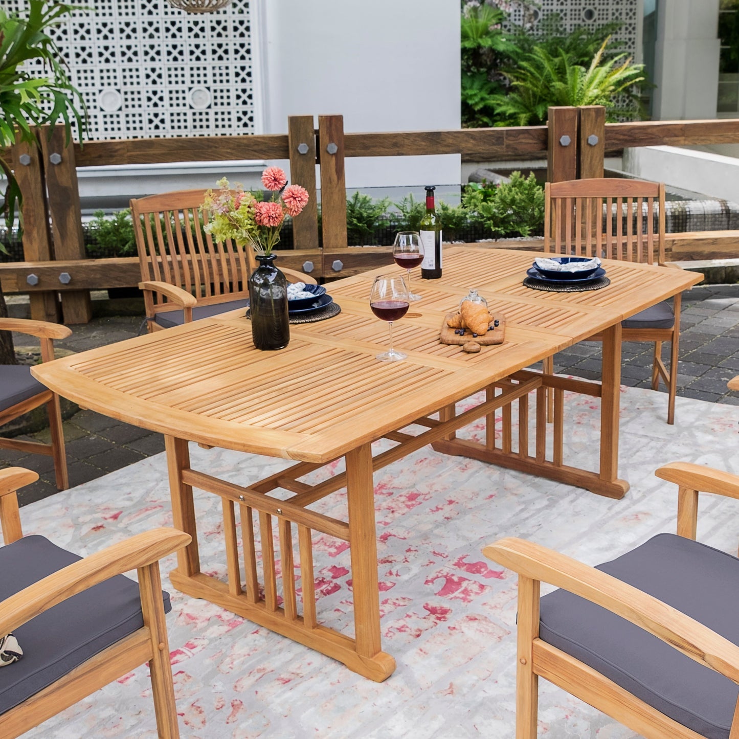 Cambridge Casual Chignik 7-piece Teak Patio Extendable Dining Set