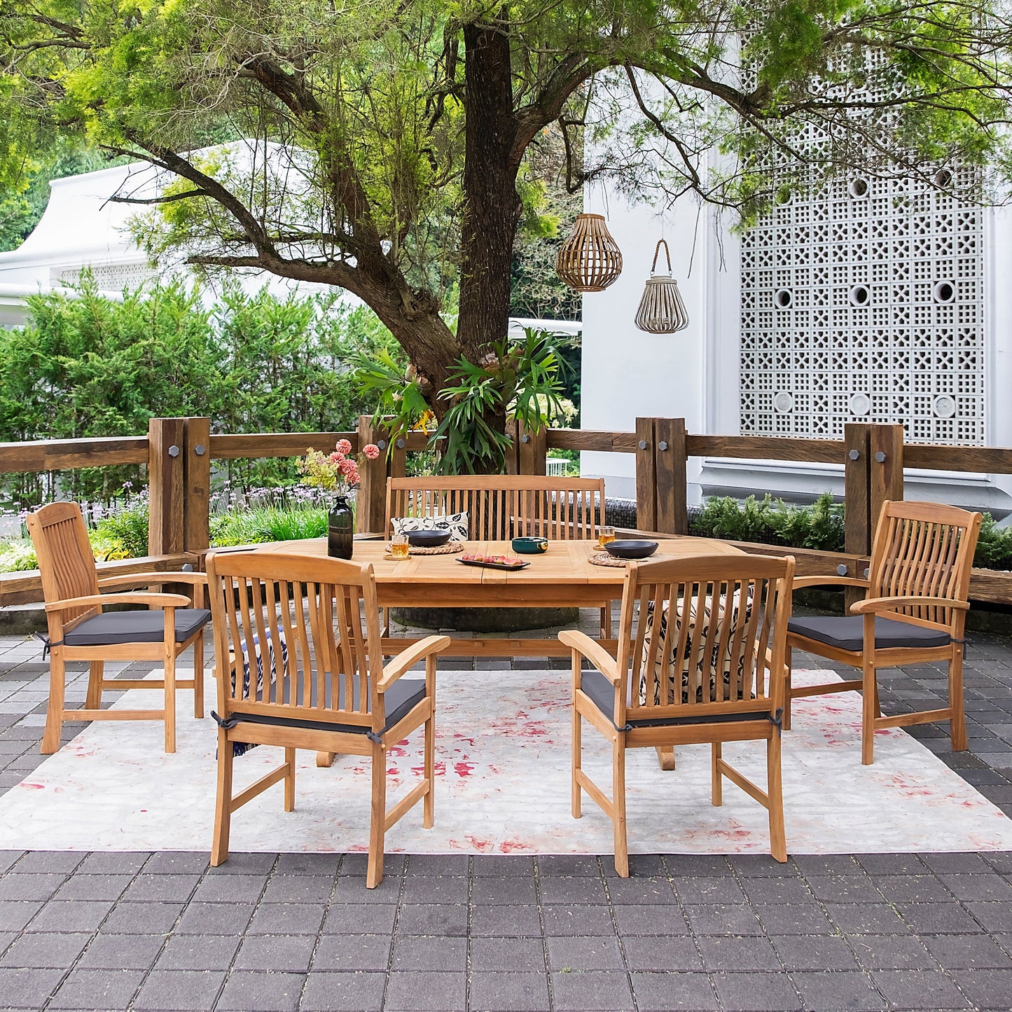Cambridge Casual Leon 6-Piece Teak Patio Extendable Dining Set