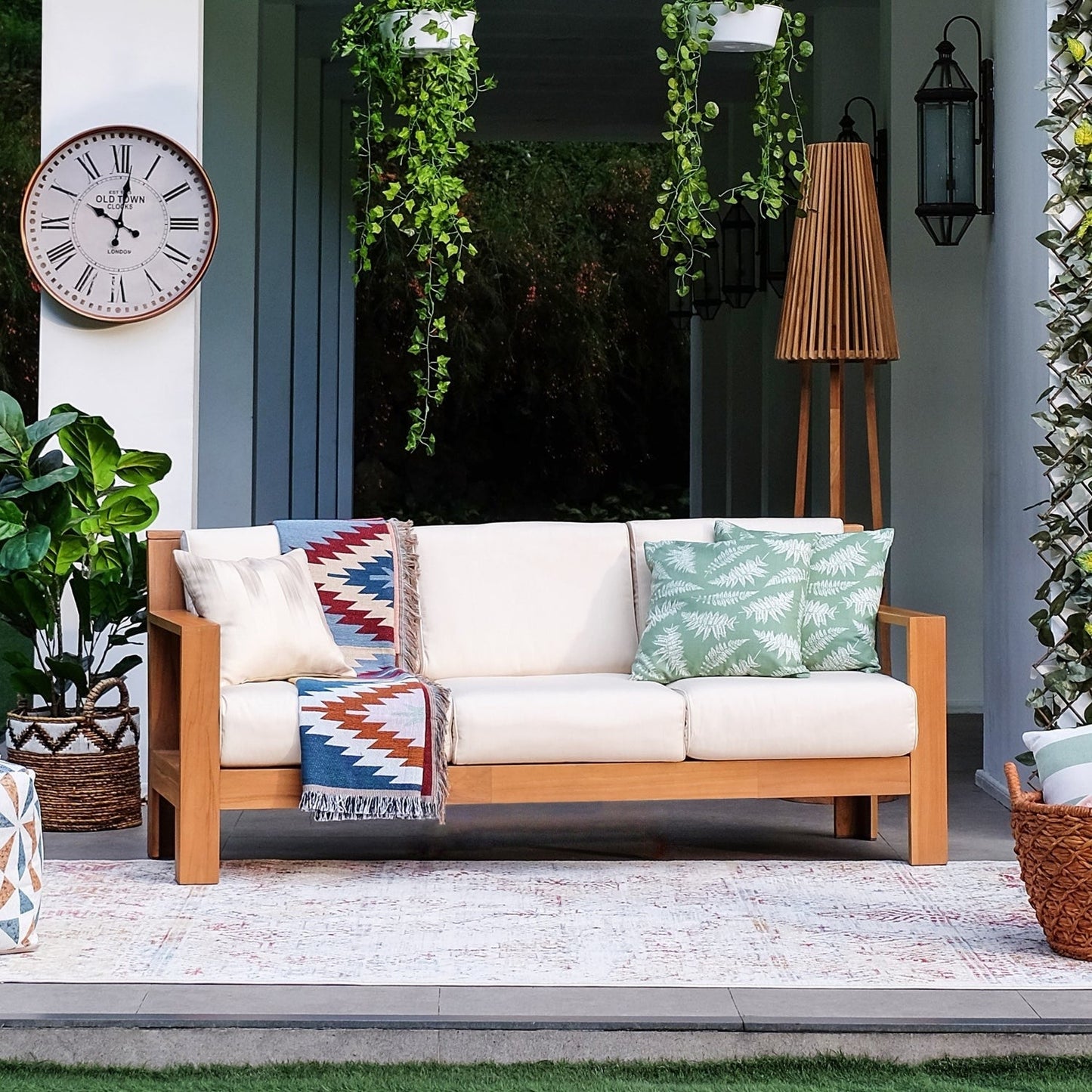 Cambridge Casual Logan 5-Piece Teak Patio Conversation Set with Sunbrella Cushion