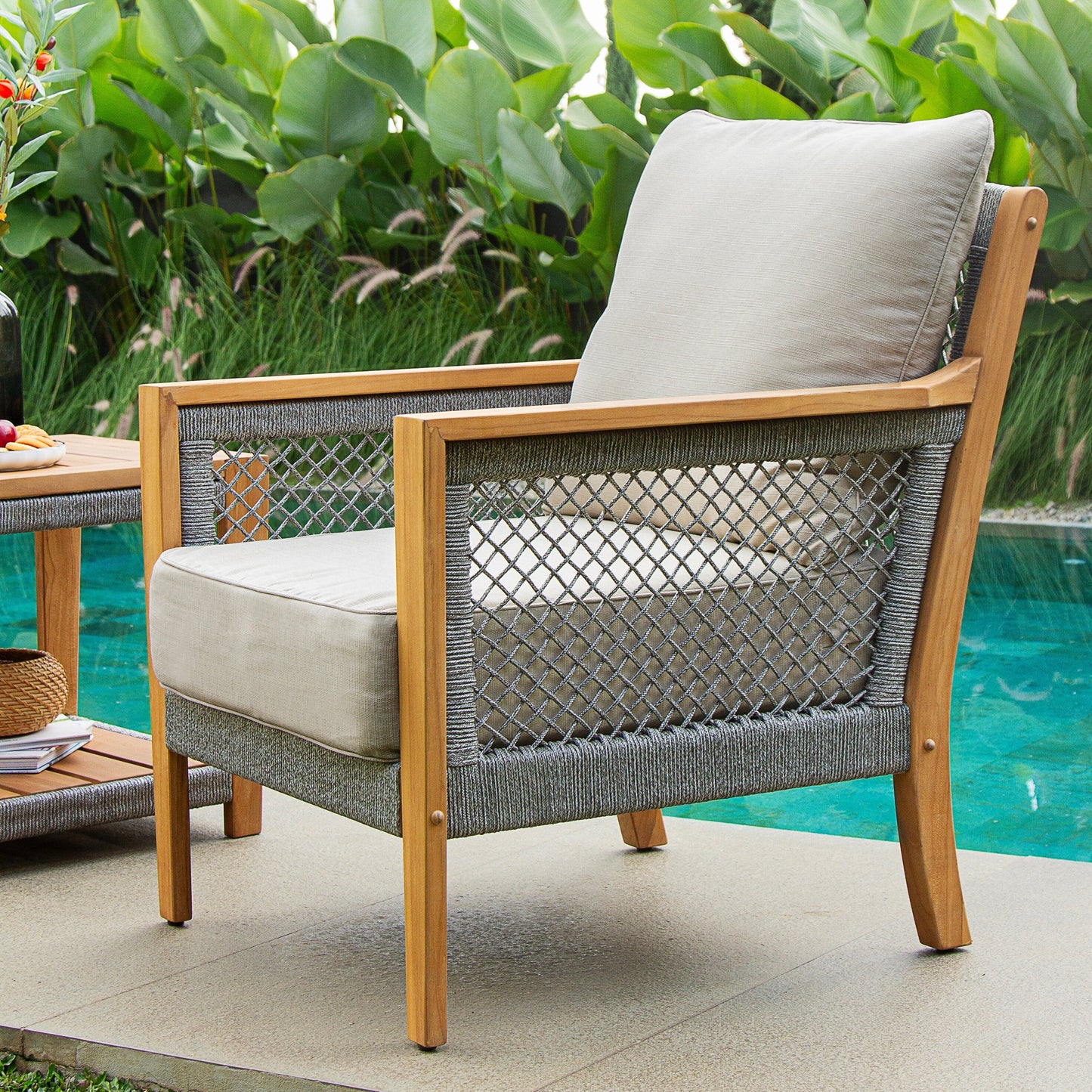 Cambridge Casual Nassau 4-Piece Teak Wood Outdoor Conversation Set