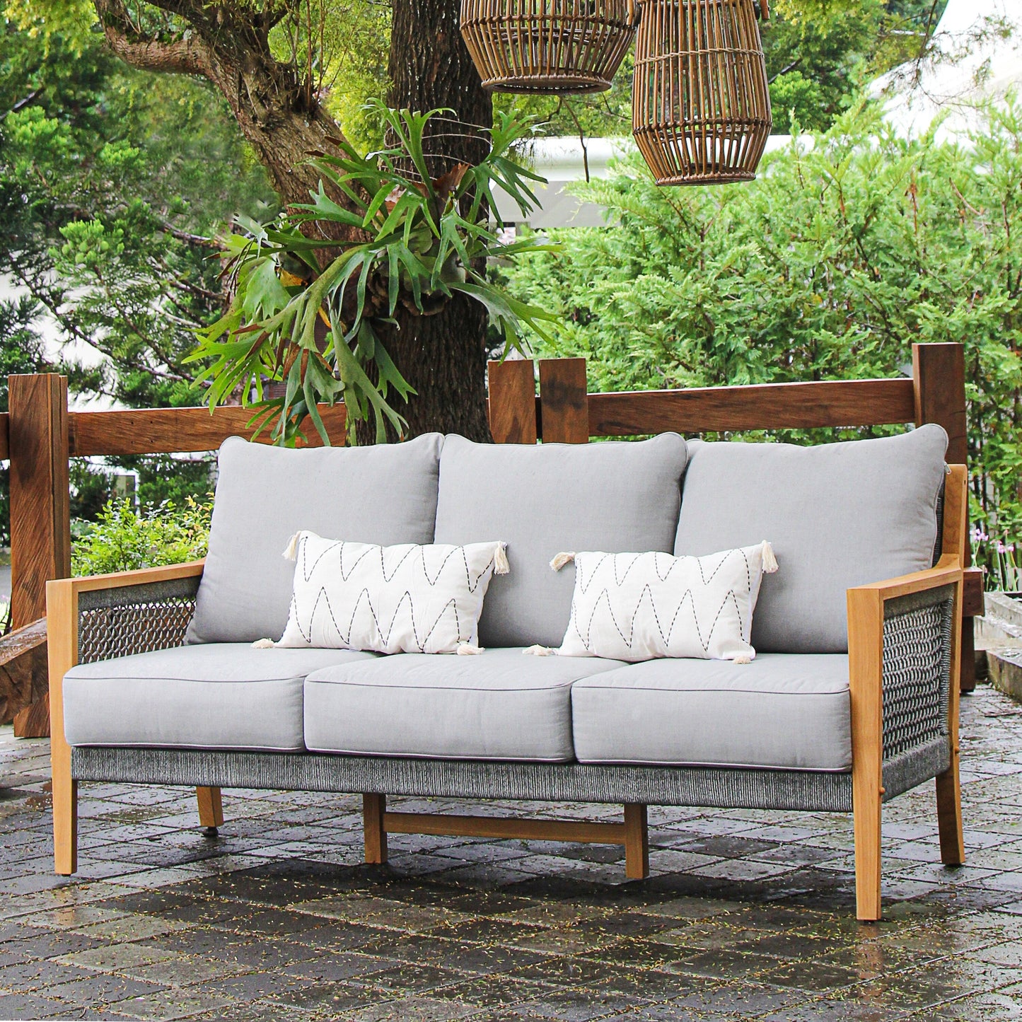 Cambridge Casual Nassau 4-Piece Teak Wood Outdoor Conversation Set