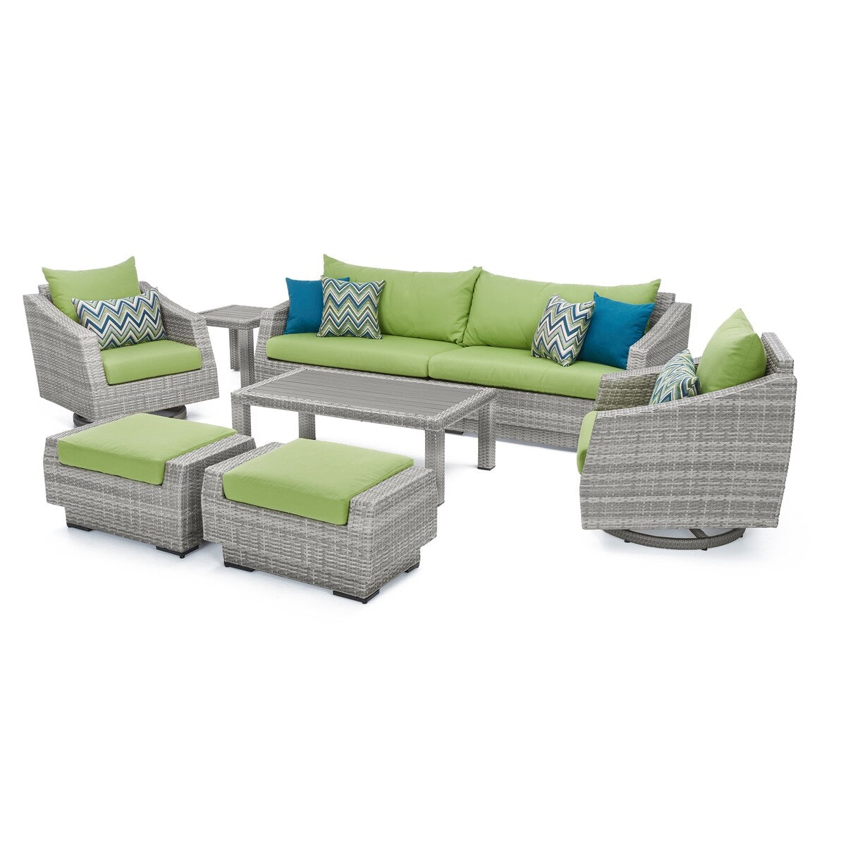 Cannes Deluxe 8 Piece Sunbrella Outdoor Patio Sofa & Club Chair Set
