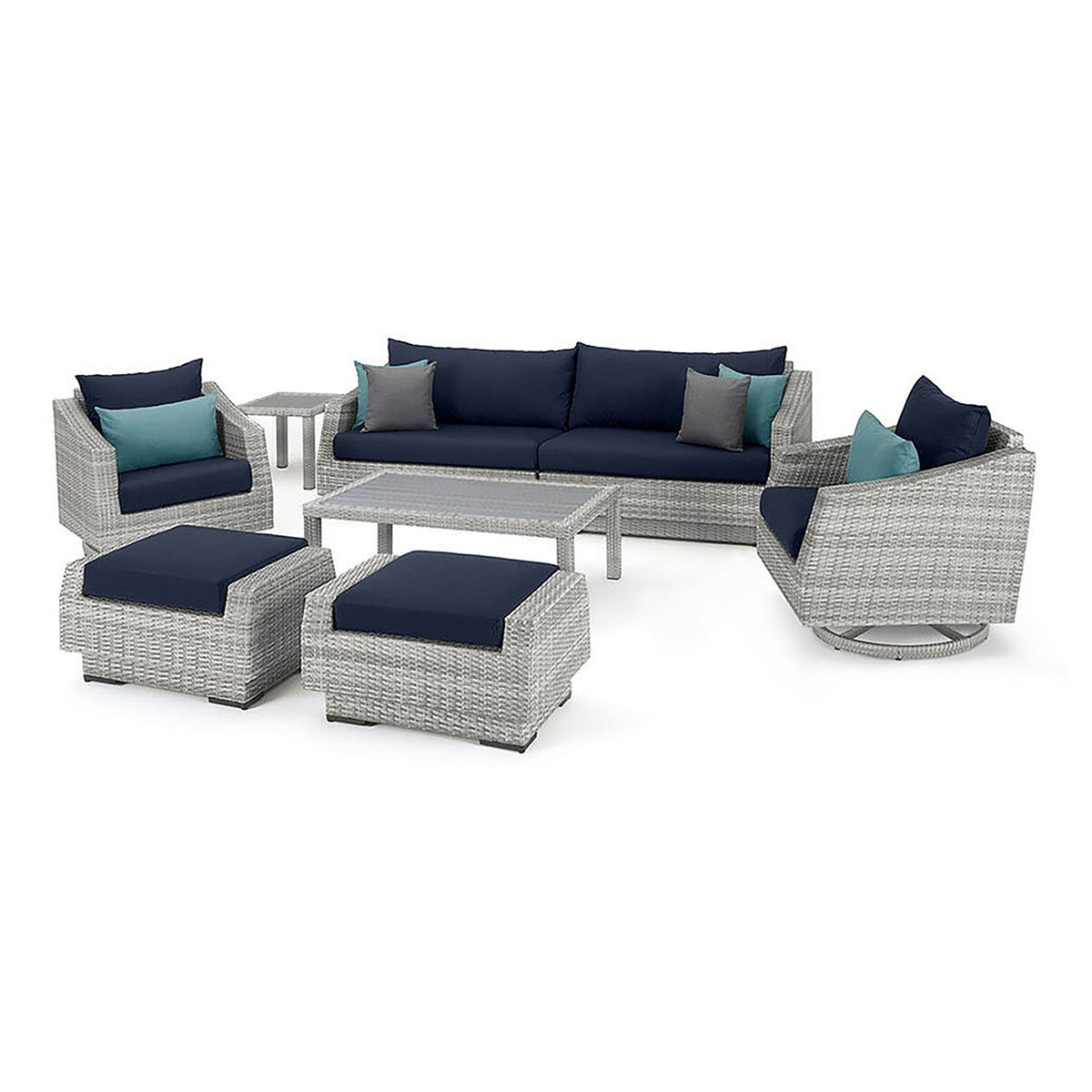 Cannes Deluxe 8 Piece Sunbrella Outdoor Patio Sofa & Club Chair Set