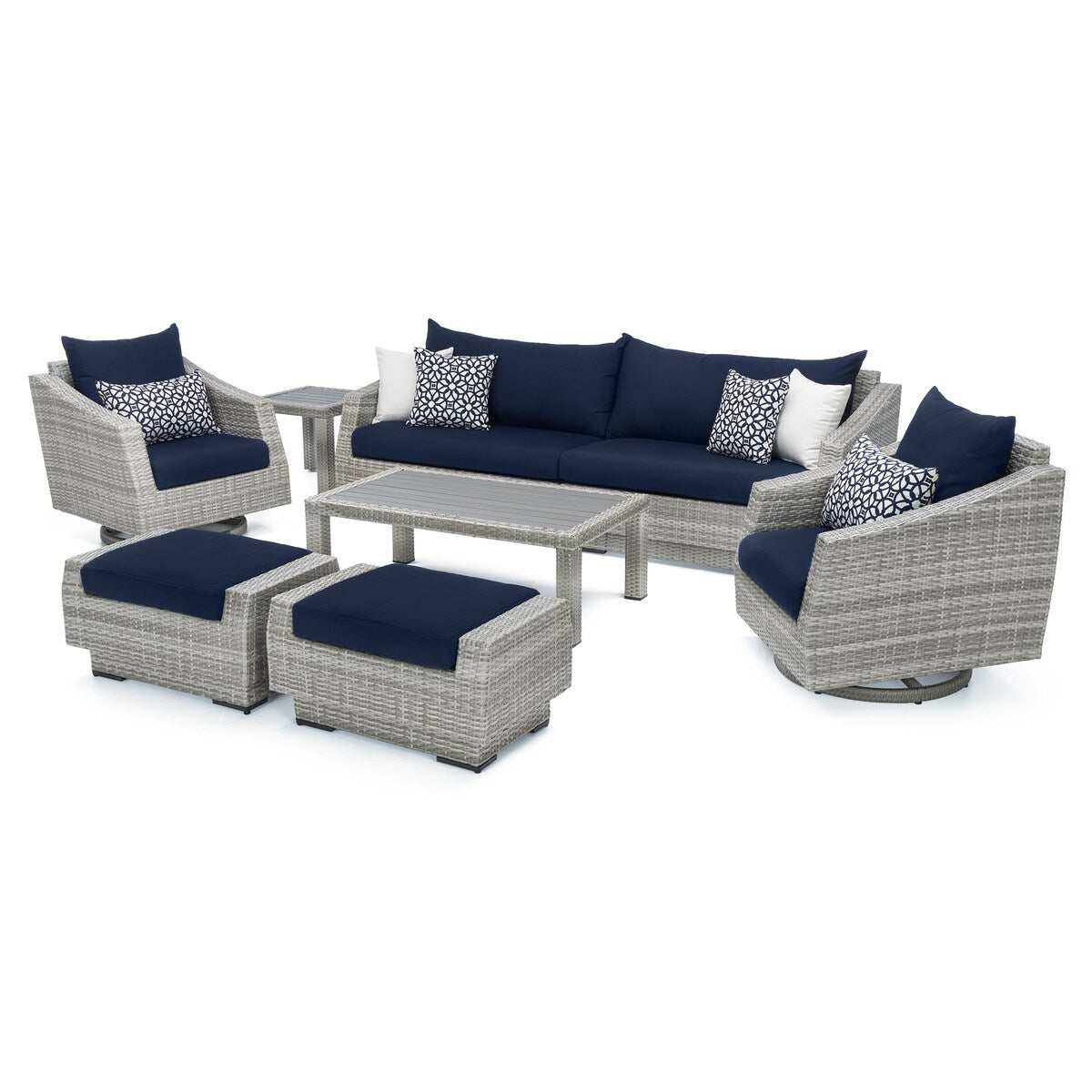 Cannes Deluxe 8 Piece Sunbrella Outdoor Patio Sofa & Club Chair Set