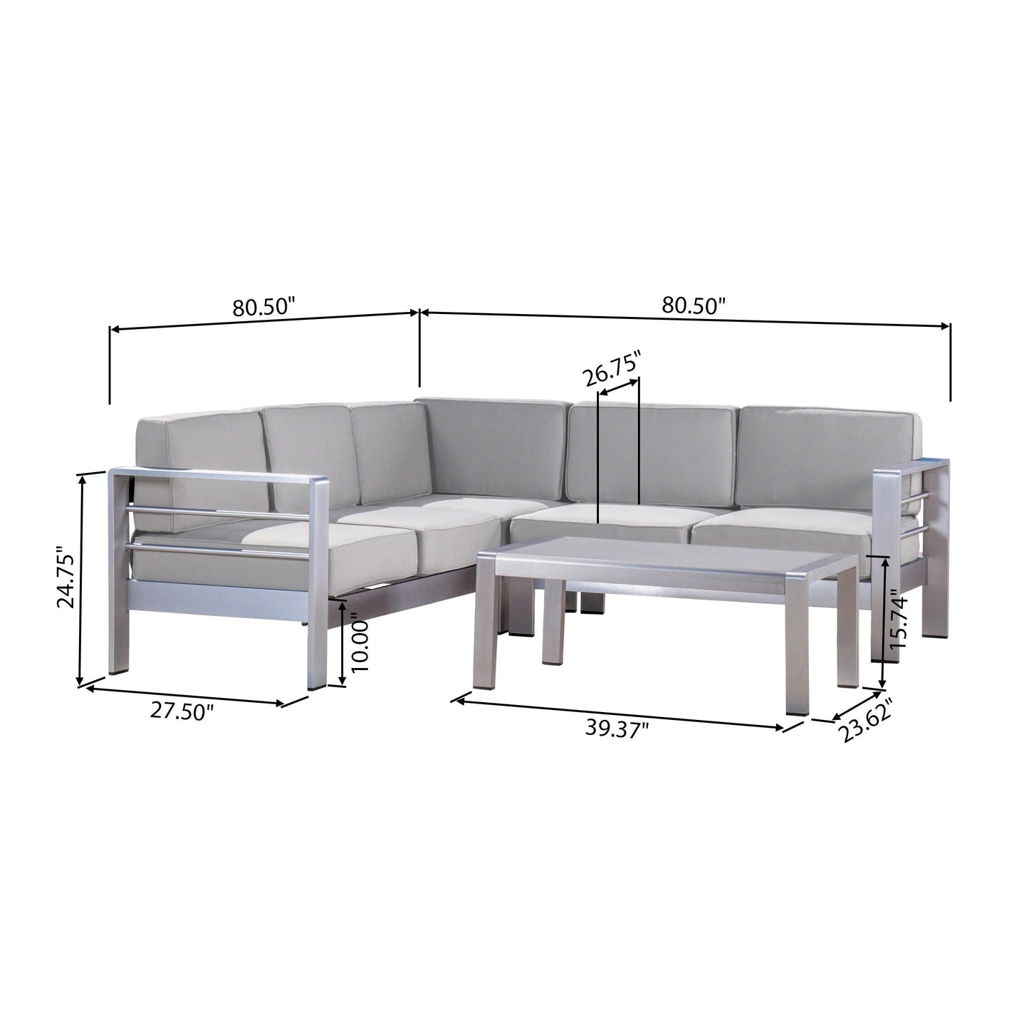 Cape Coral Outdoor 5-Seater Sectional Set by Christopher Knight Home