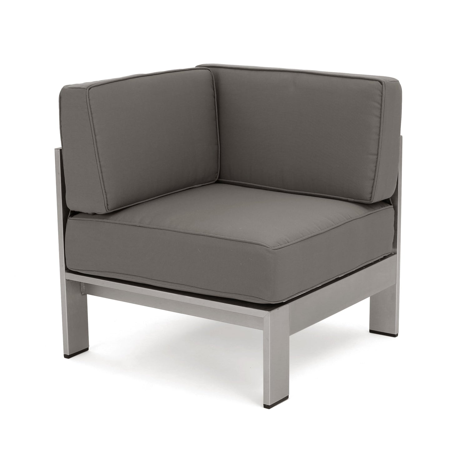 Cape Coral Outdoor 5-Seater V-Shape Aluminum Sectional Sofa Set with Ottoman by Christopher Knight Home