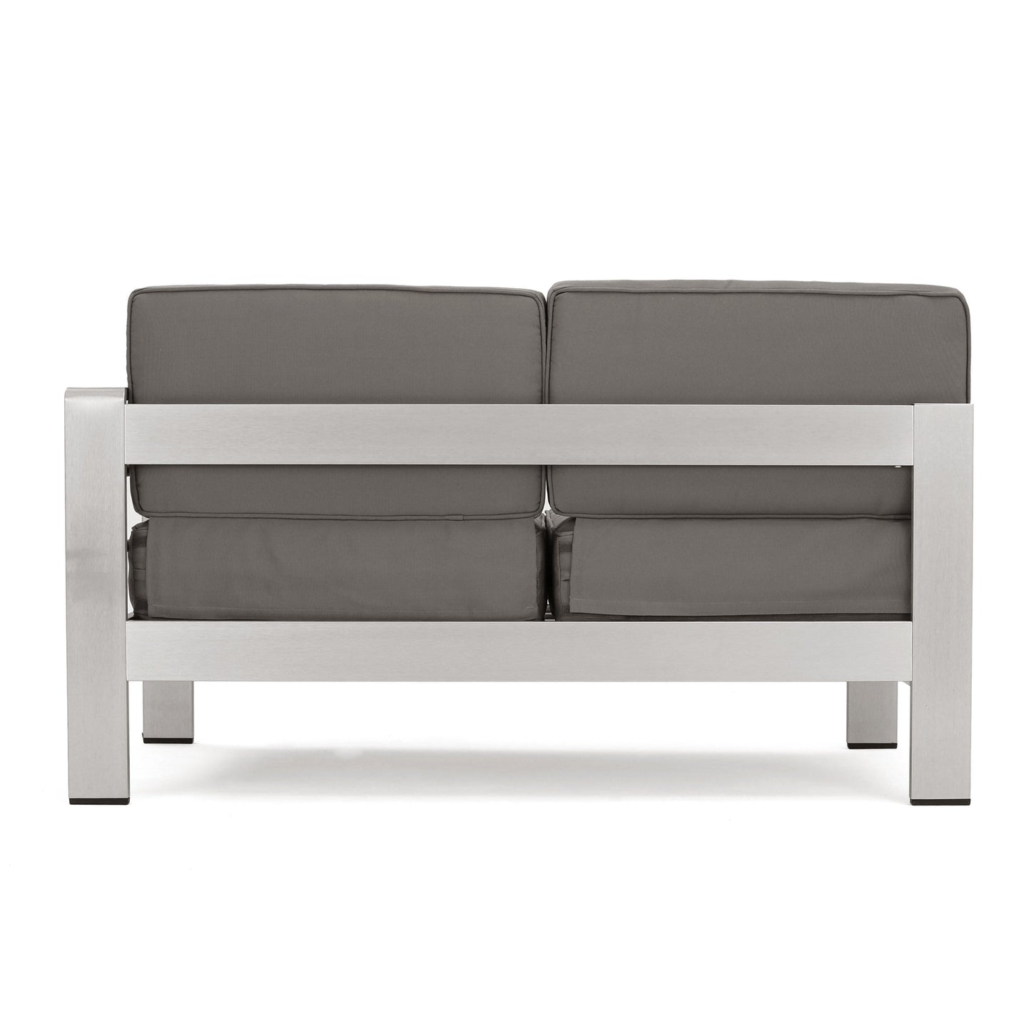 Cape Coral Outdoor 5-Seater V-Shape Aluminum Sectional Sofa Set with Ottoman by Christopher Knight Home