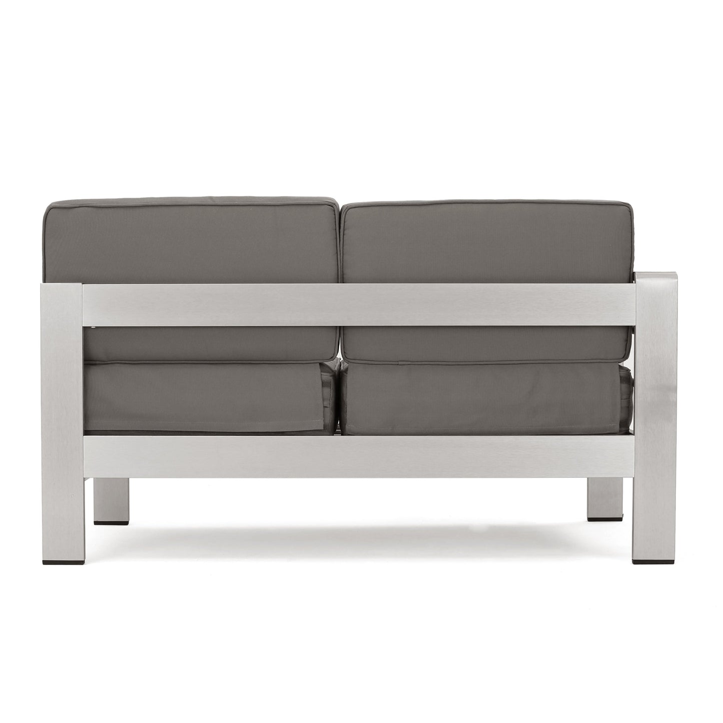 Cape Coral Outdoor 5-Seater V-Shape Aluminum Sectional Sofa Set with Ottoman by Christopher Knight Home