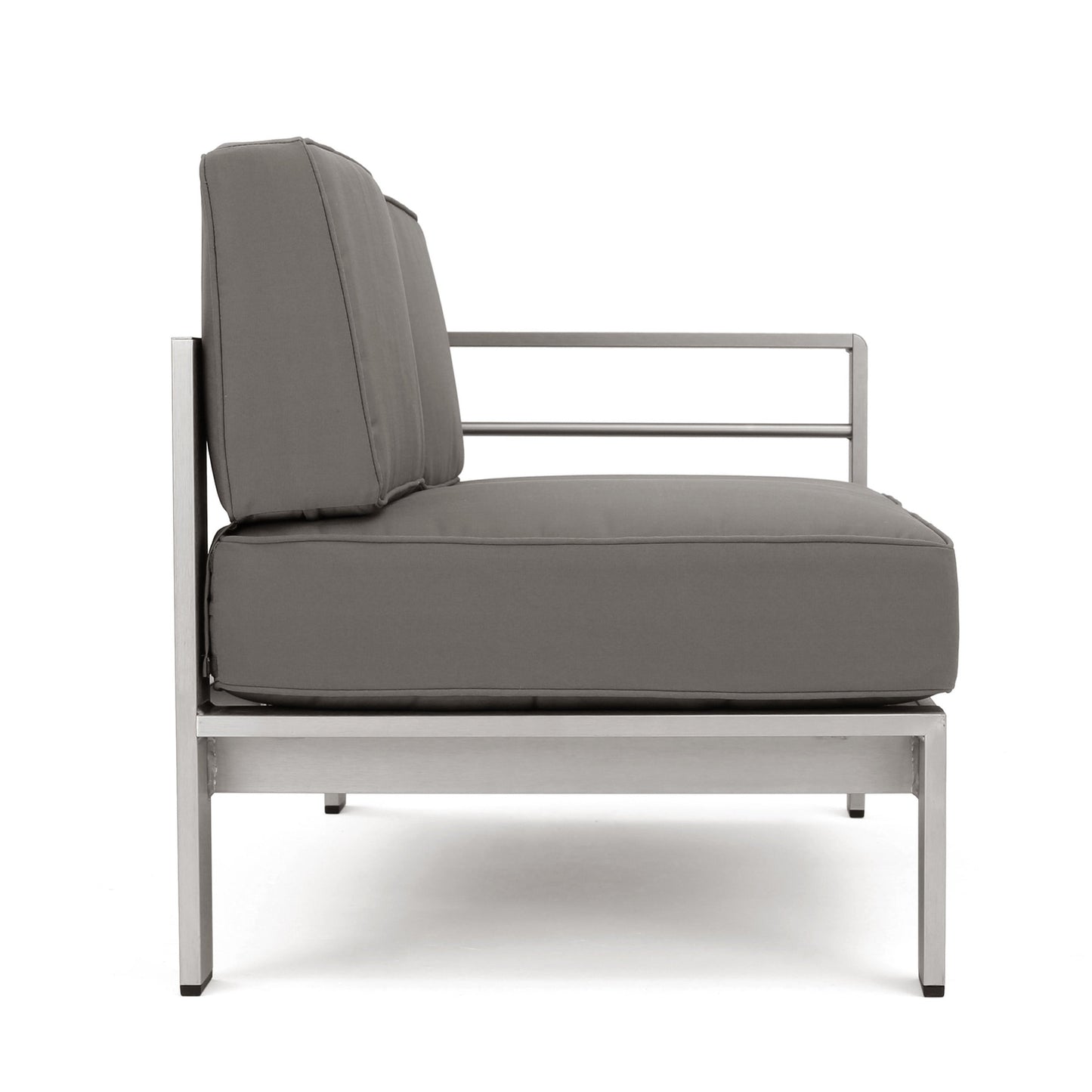 Cape Coral Outdoor 6-Seater V-Shaped Aluminum Sectional Sofa Set with Ottoman by Christopher Knight Home
