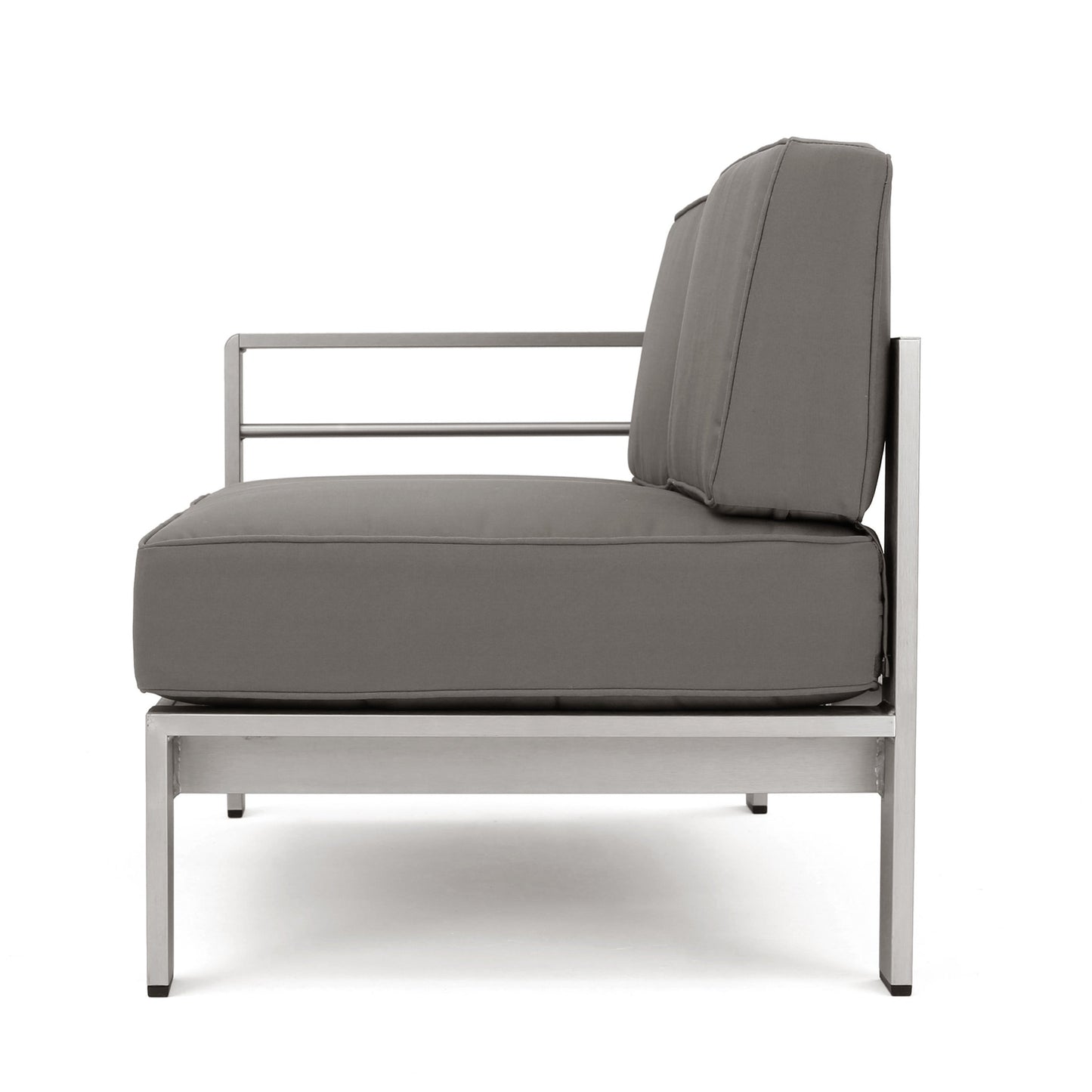 Cape Coral Outdoor 6-Seater V-Shaped Aluminum Sectional Sofa Set with Ottoman by Christopher Knight Home