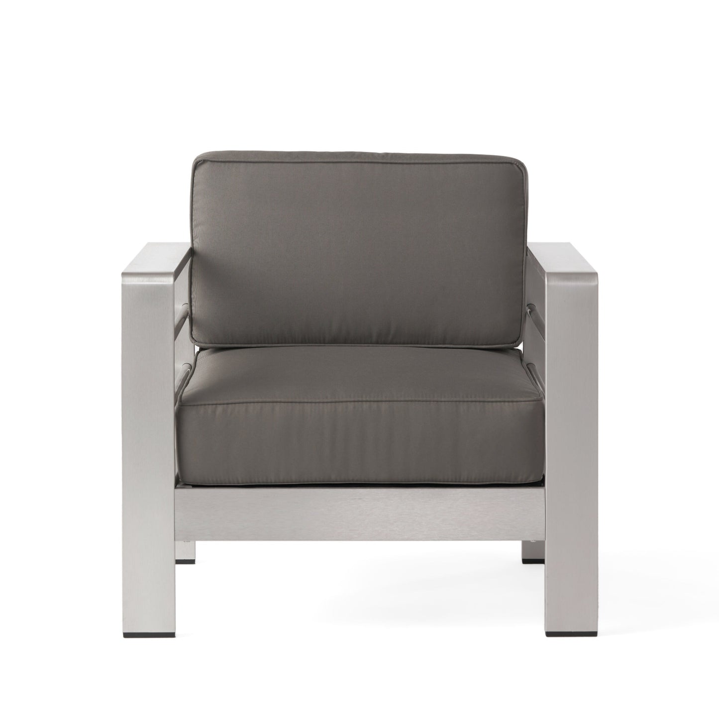 Cape Coral Outdoor 7 Seater Extended Aluminum Chat Set with Fire Pit by Christopher Knight Home