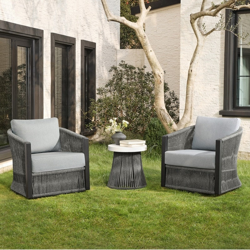 Carlos Outdoor Patio Furniture Bistro Set Swivel Chair
