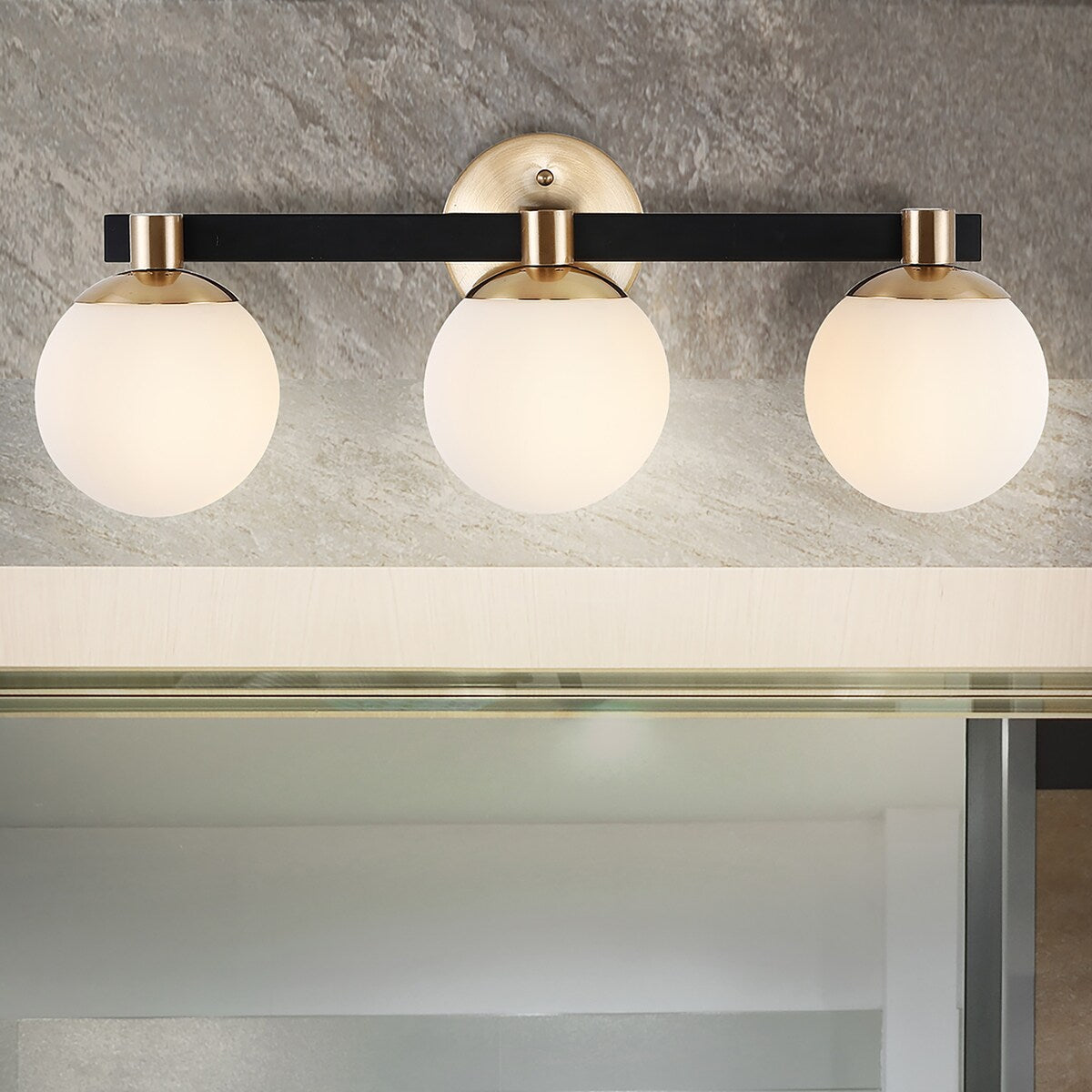 Cecil Globe Metal/Frosted Glass Modern Contemporary LED Vanity, by JONATHAN Y